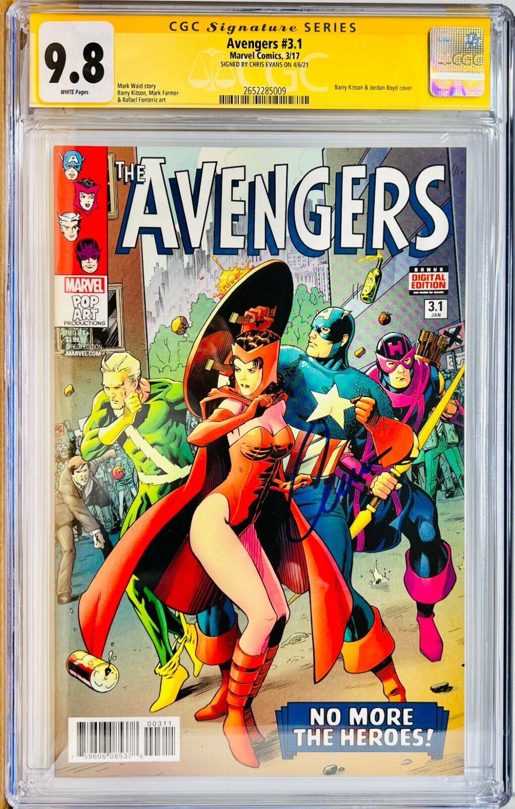 CGC Signature Series Graded 9.8 The Avengers #3.1 Signed by Chris Evans