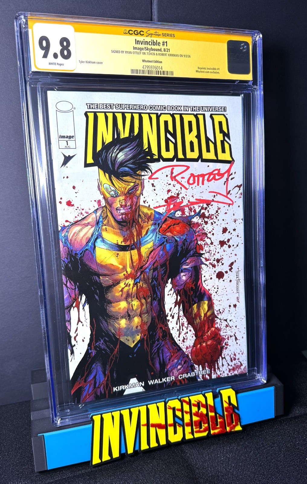 Invincible #1 CGC 9.8 SS Kirkman & Ottley Signed Tyler Kirkham Variant TOP POP