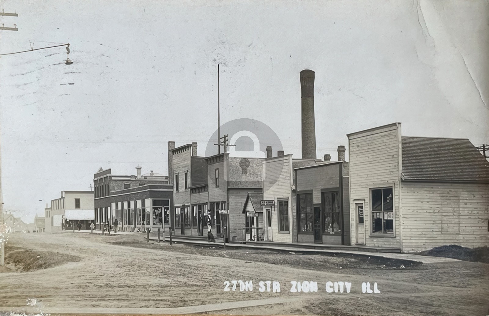 1911 Business District 27th Street Zion City IL Illinois RPPC Postcard COPY