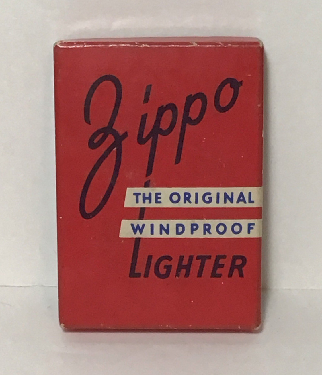Vtg 1940\'s Script ZIPPO Red Lighter BOX Only **RARE** The Original Windproof