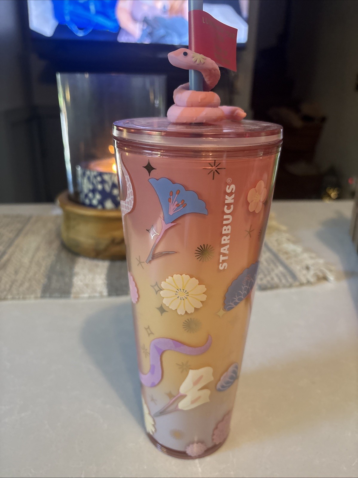 Starbucks Venti Cold Cup Snake Straw 2025 Lunar New Year of the Snake