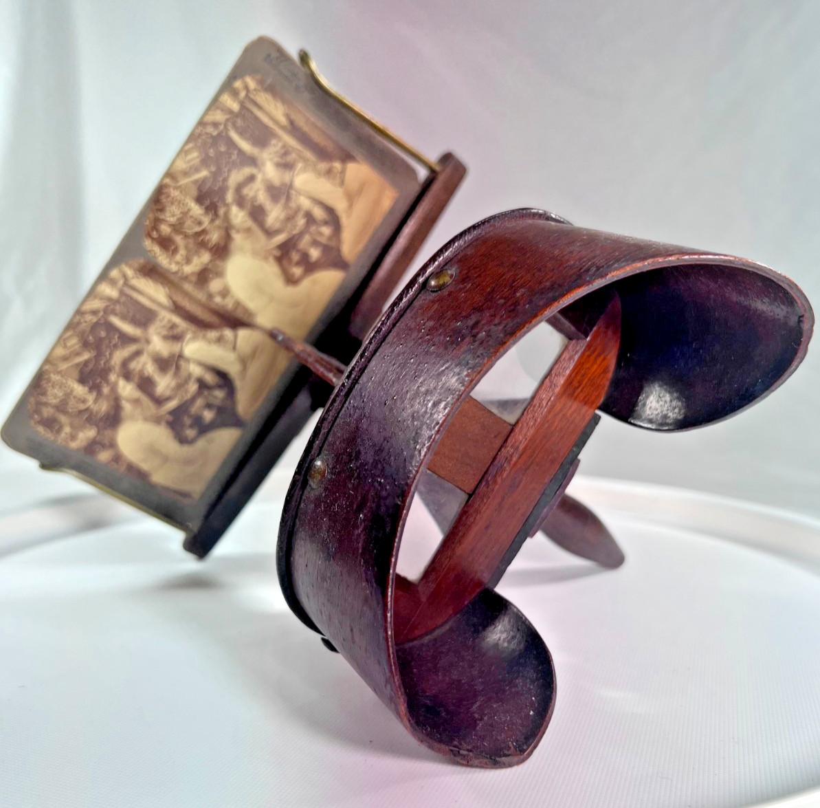 Antique Victorian Wooden Stereoscope Stereoviewer & Card \ Antique Victorian Wooden Stereoscope Stereoviewer & Card \