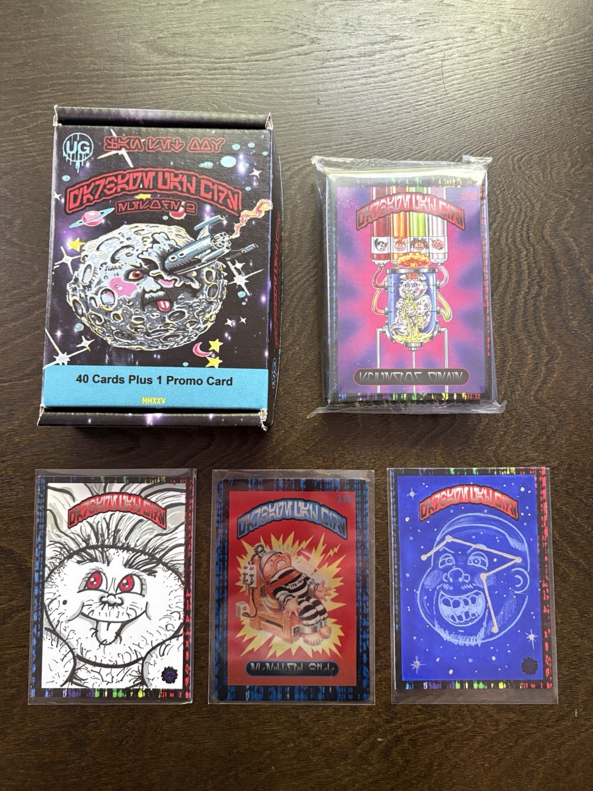 Outer Space Aurebesh Series 2 GPK Fan Set Sealed Set 2x Sketches 1x Metal Card