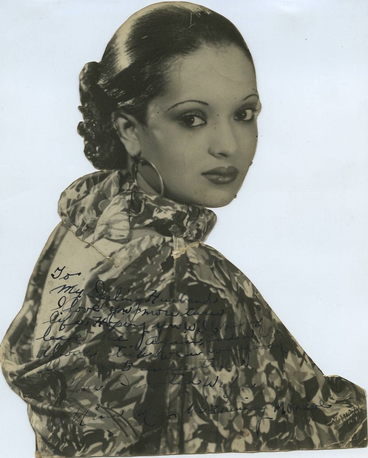 Nina Mae McKinney Hand Signed Photo Dedicated To Her Husband 1930s