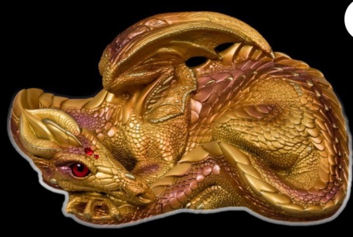 Vintage Windstone Editions Mother Gold Dragon - M. Peña © 1985 ( Dragon- GOLD