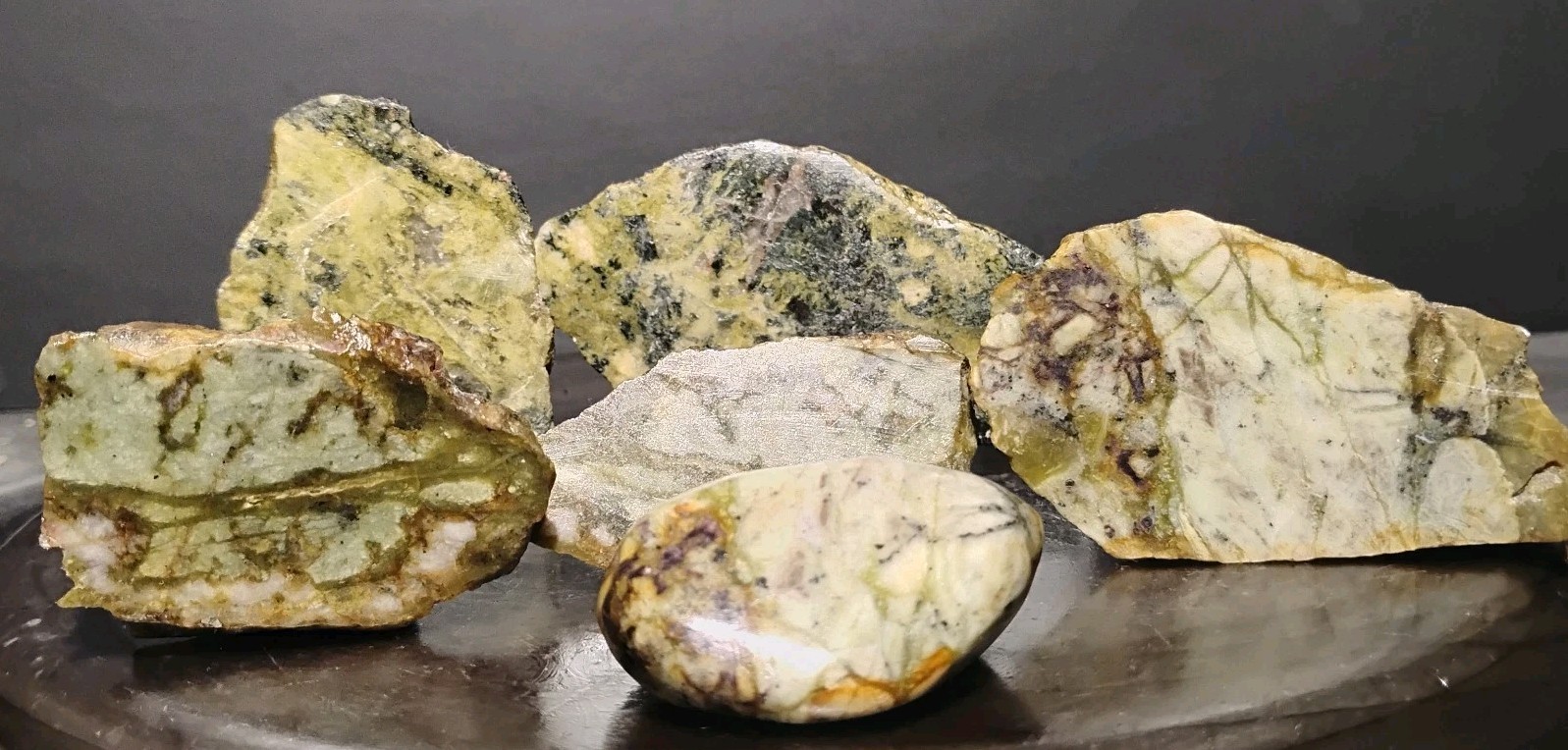   6 Pc Serpentine Slabs For Lapidary Cabbing 14.5 oz