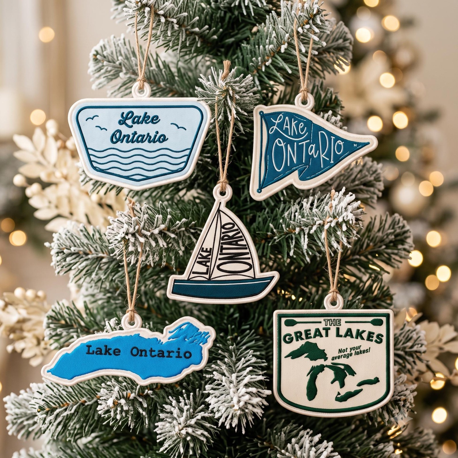 Lake Ontario Embroidered Ornament, Quiet Activism Subtle Statement Gift Decor Lake Ontario Embroidered Ornament, Quiet Activism Subtle Statement Gift Decor