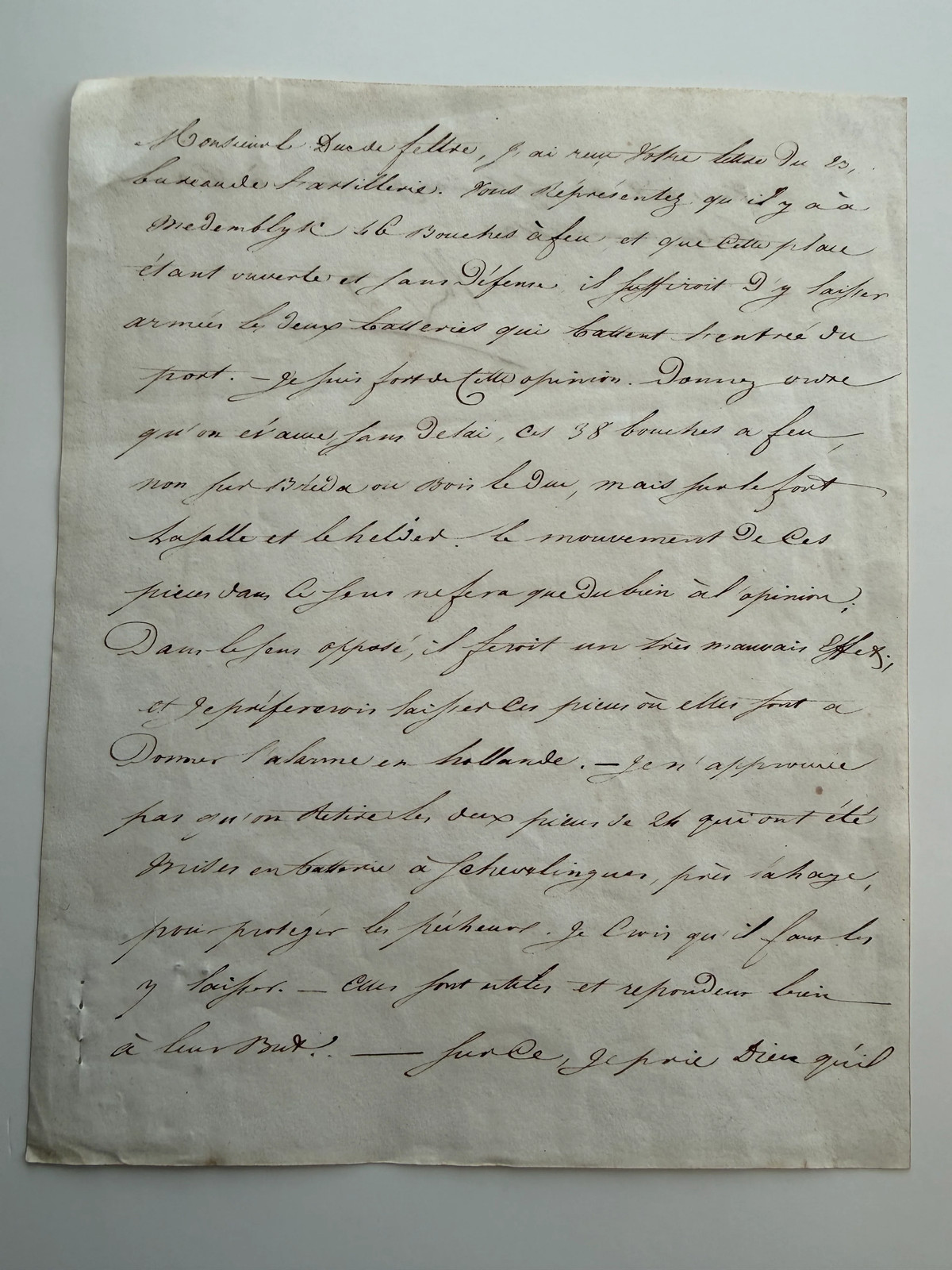 NAPOLEON I — SIGNED 1813 LETTER ON DUTCH COASTAL DEFENSE AND PUBLIC OPINION