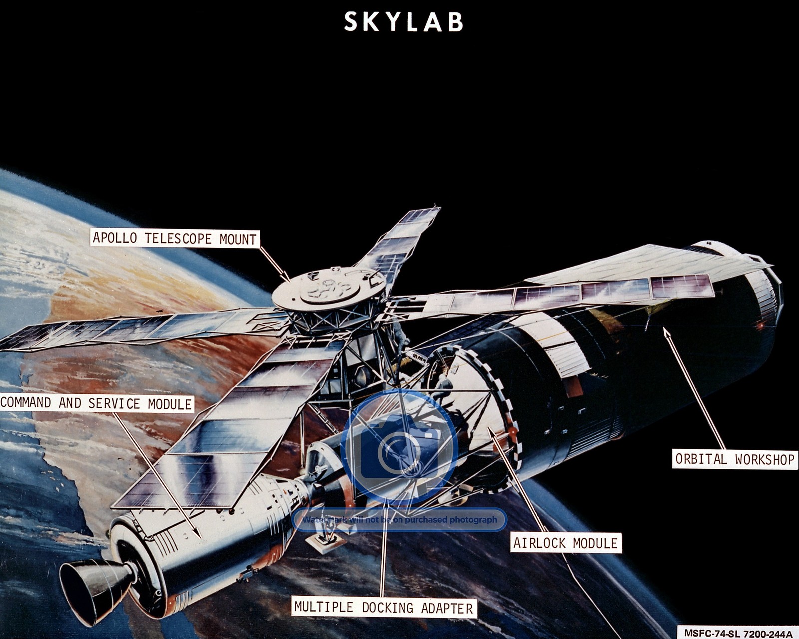 ARTIST\'S CONCEPT OF THE SKYLAB SPACE STATION IN ORBIT 8X10 NASA PHOTO ARTIST\'S CONCEPT OF THE SKYLAB SPACE STATION IN ORBIT 8X10 NASA PHOTO