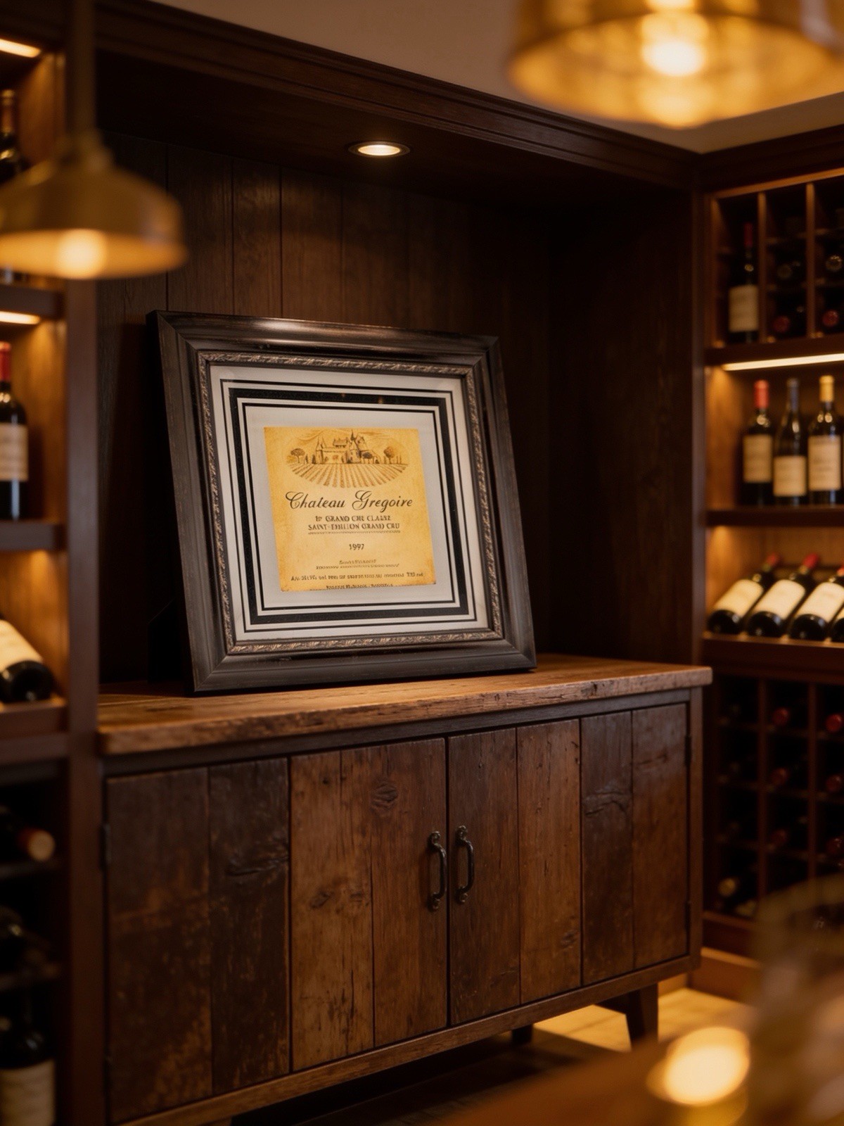 Vintage Chateau Gregoire 1997 Saint-Emilion Grand Cru Wine Label Framed Art