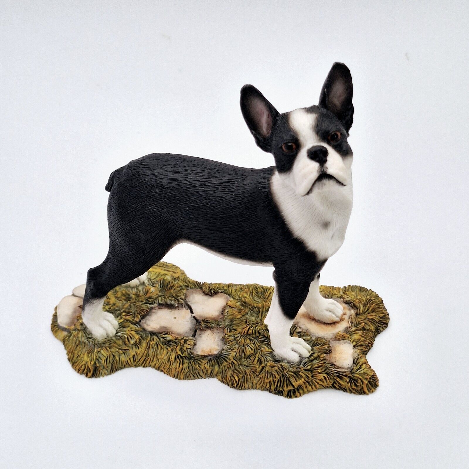 Boston Terrier Figurine Sculpture Vintage Sherrat & Simpson Glass Eyes Standing 