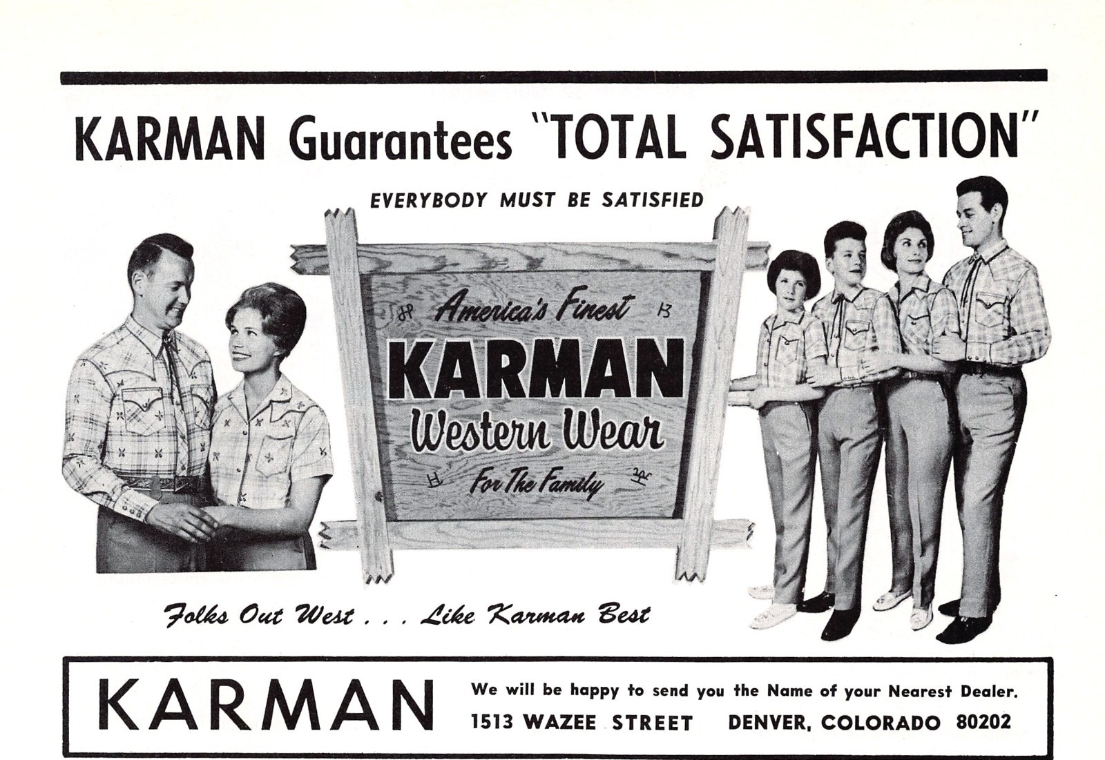 Karman Western Wear America\'s Finest Denver Colorado 1964 Vtg Magazine Print Ad