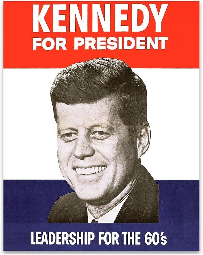 Original JFK President Campaign Poster; Leadership For The 60s JFK (14x11 in)