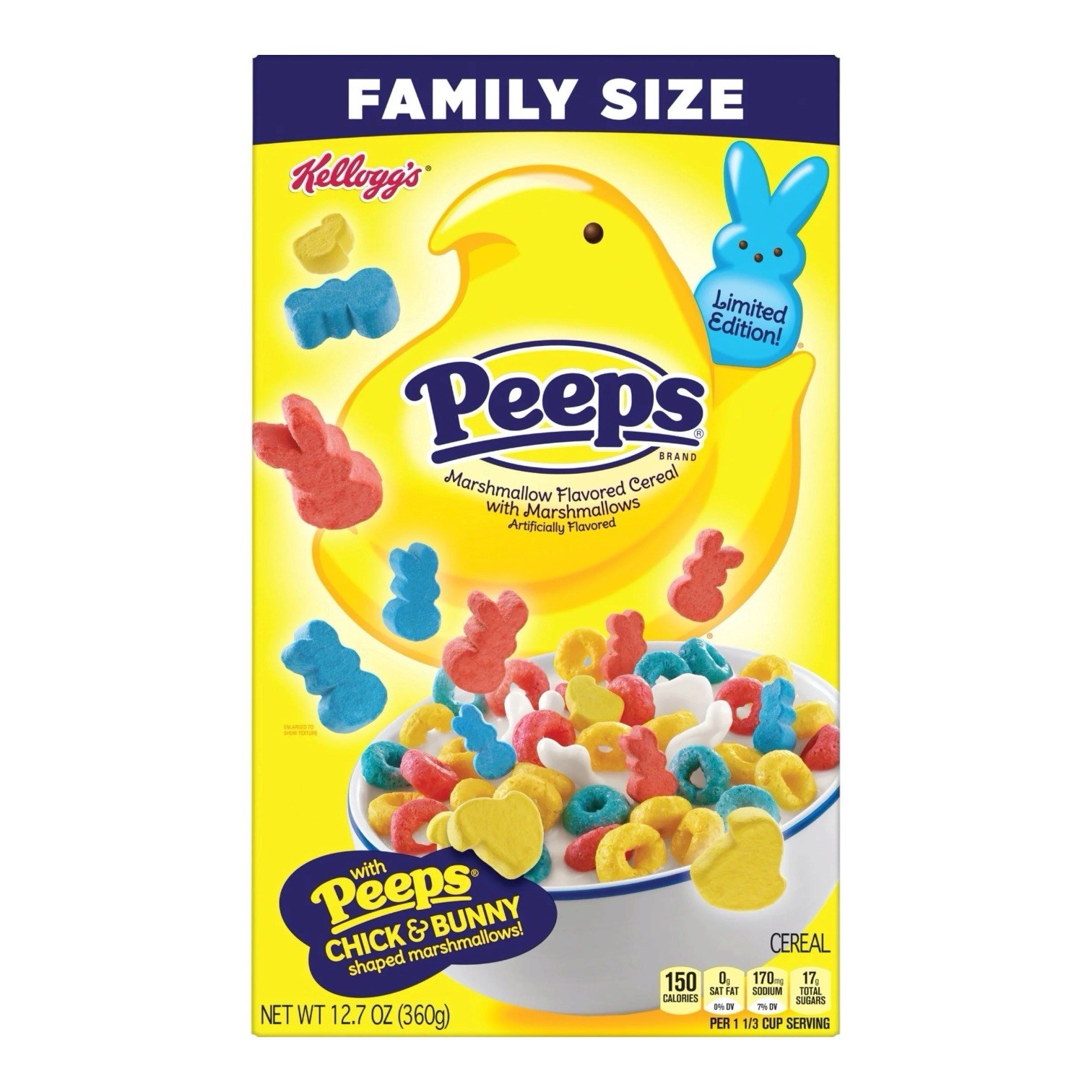 RARE Kellogg’s Peeps Family Size Cereal Limited Edition Easter SEALED NEW