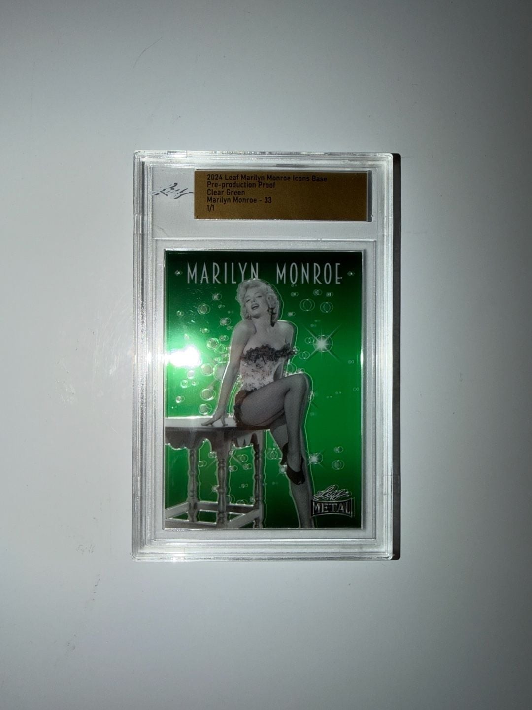 2024 Leaf Marilyn Monroe Icons Base Pre-production Proof Clear Green 1/1 #33