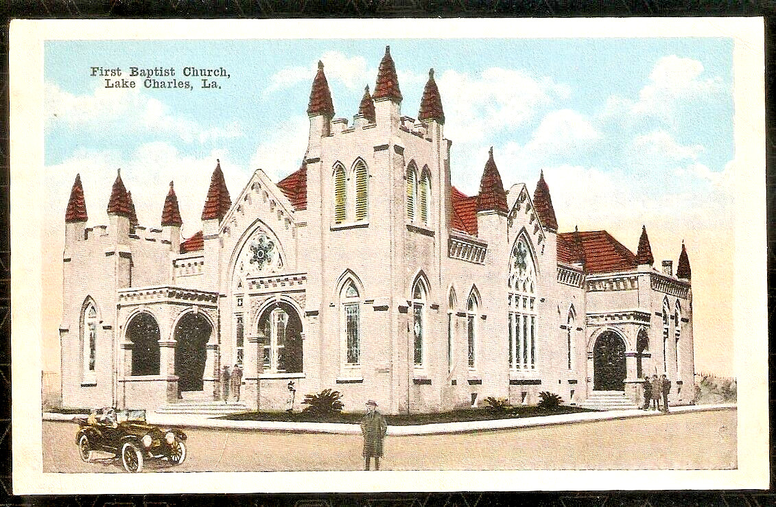 First Baptist Church Lake Charles Postcard SH Kress