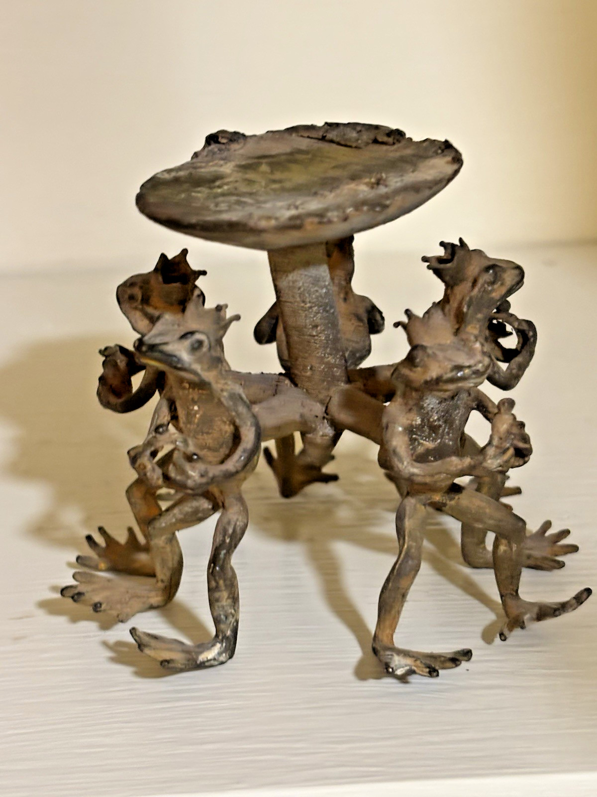 Vintage Primitive Rustic Metal Frog King Prince Candle Holder Rings Whimsical Vintage Primitive Rustic Metal Frog King Prince Candle Holder Rings Whimsical
