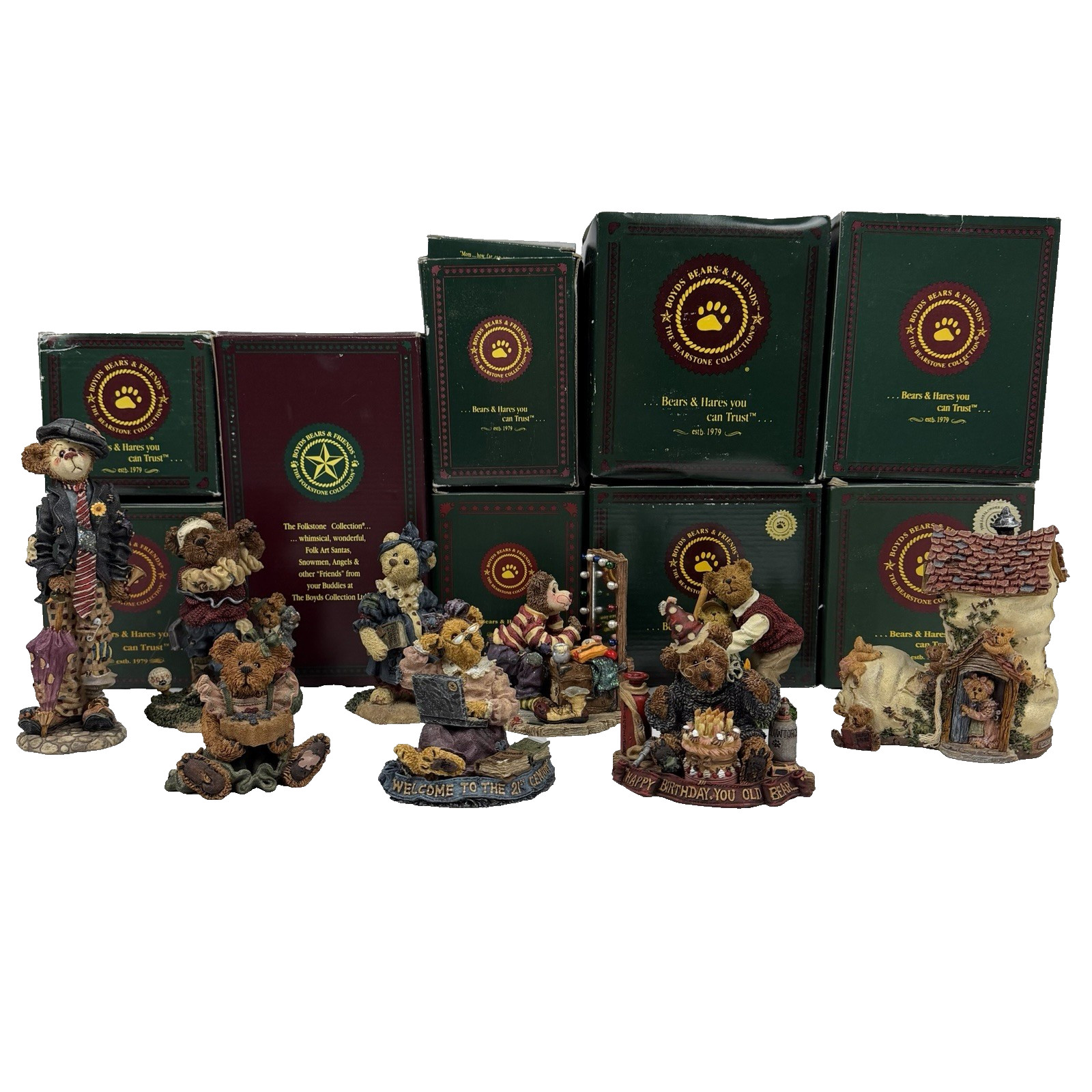 Lot of 9 Vintage Boyd's Bears & Friends Figurines Bearstone Collection w/ Boxes Lot of 9 Vintage Boyd's Bears & Friends Figurines Bearstone Collection w/ Boxes