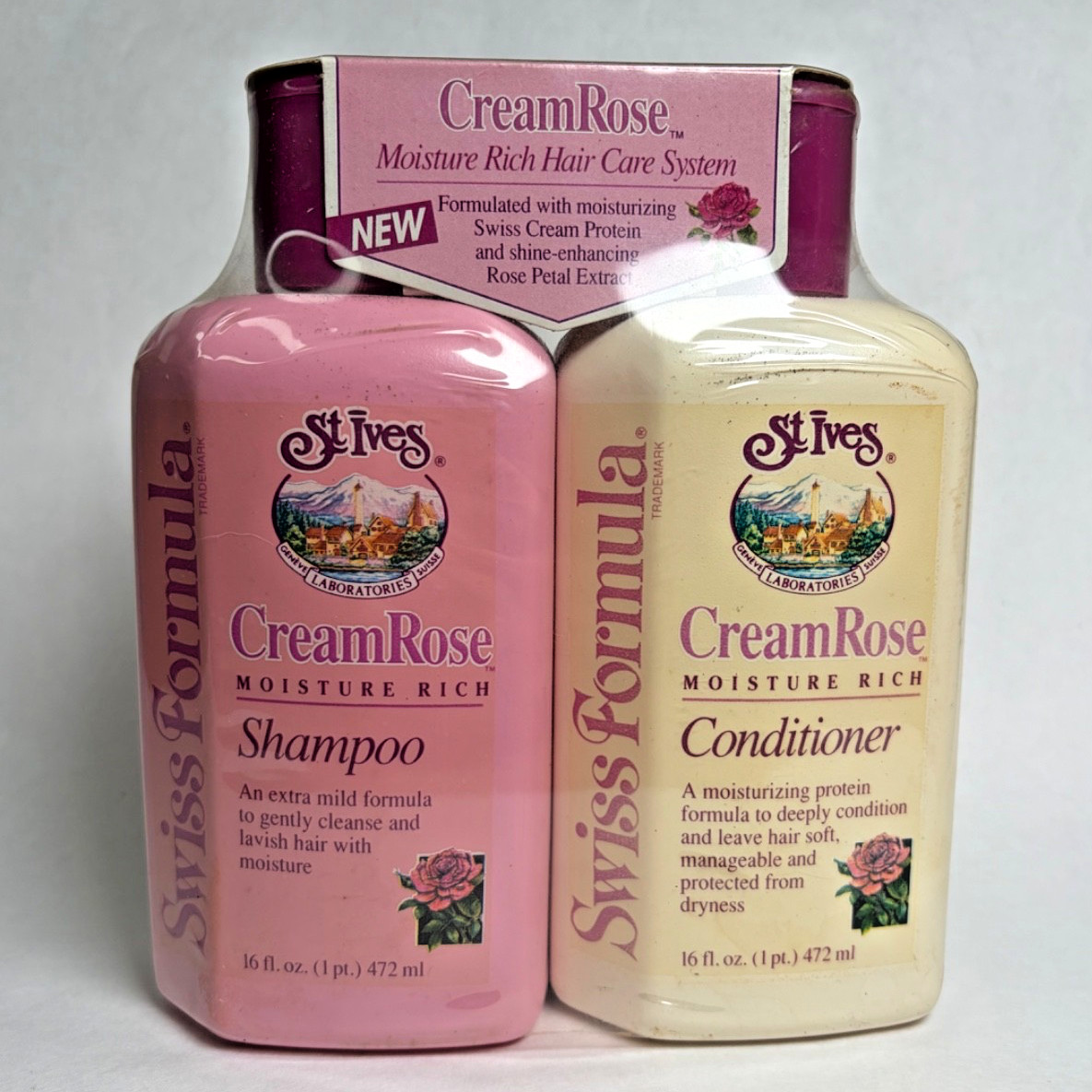Vintage 1990 St. Ives Cream Rose Swiss Formula Shampoo & Conditioner VTG 80s 90s