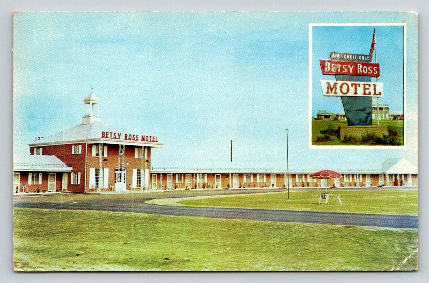 Vintage 1954 Betsy Ross Motel & Dining Room Elizabeth City NC Chrome Postcard