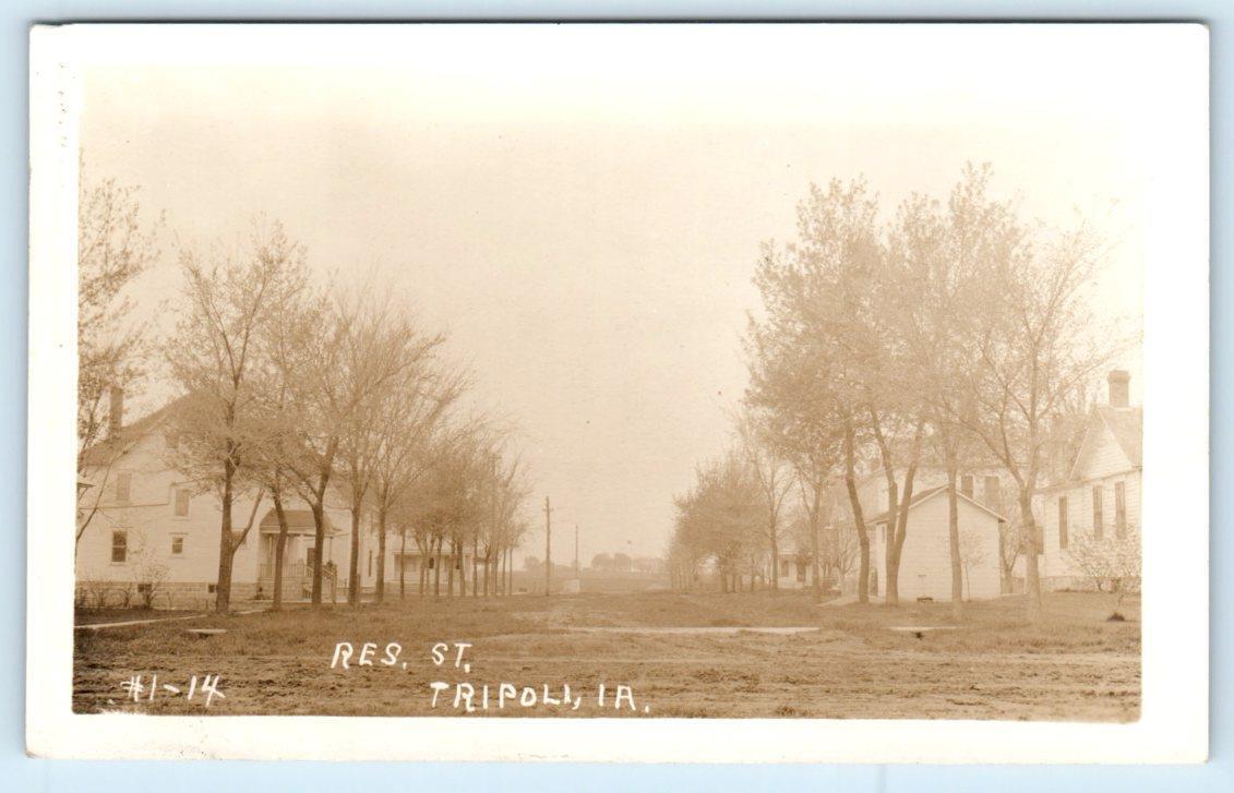 RPPC TRIPOLI, Iowa IA ~ RESIDENCE STREET SCENE c1910s Bremer County Postcard
