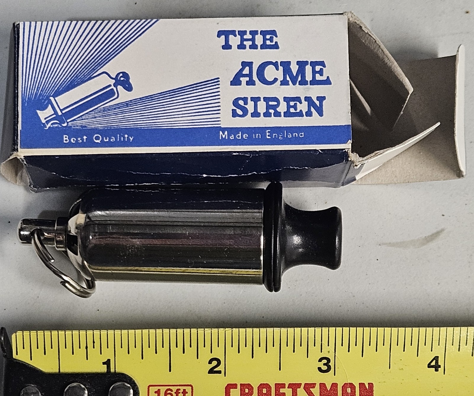 Vintage ACME SIREN Whistle No 147 Made In England Metal Sound Effect Horn Box