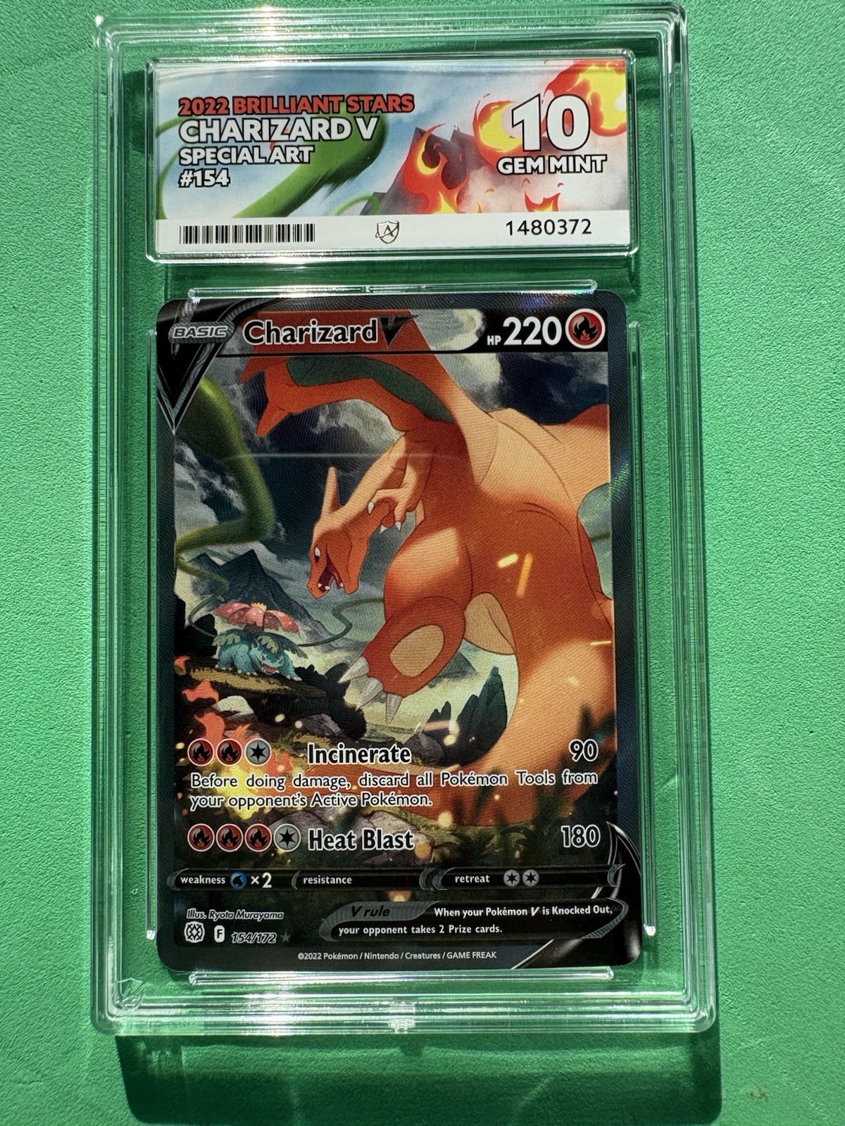 💎 ACE 10 💎 Charizard V Alt Art Full Art Holo 154/172 Brilliant Stars 2022