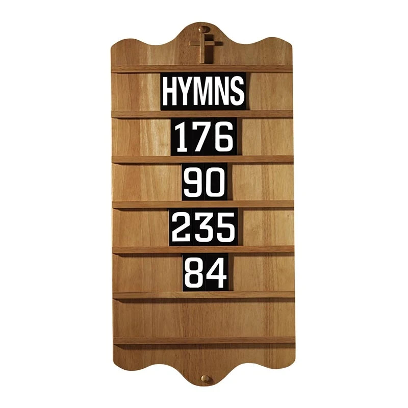 Hymn Board, Wall Mount Hymn Board with Numerals/Letters, Pecan Stain Solid Wood