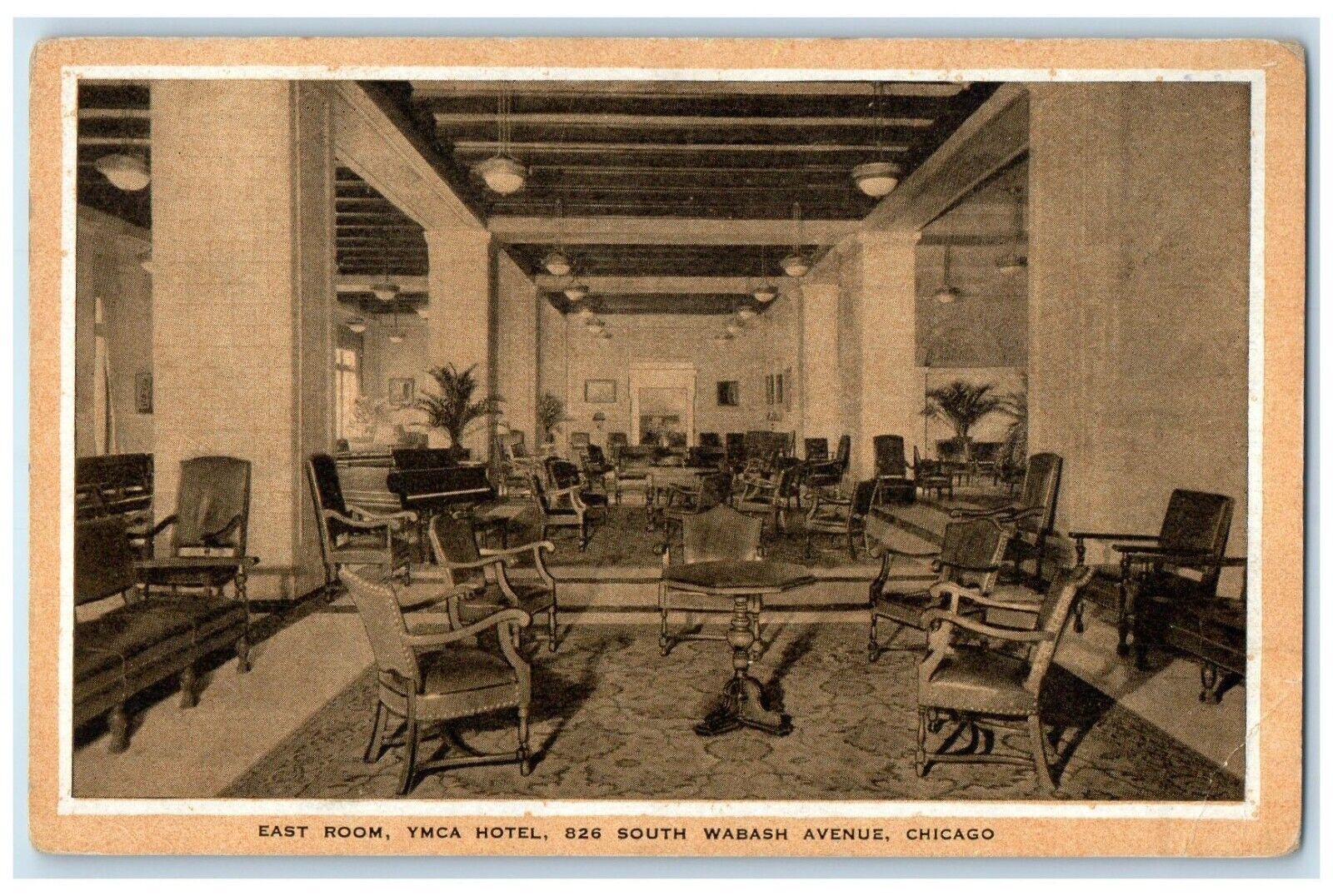 c1920 East Room YMCA Hotel 826 South Wabash Avenue Chicago Illinois IL Postcard