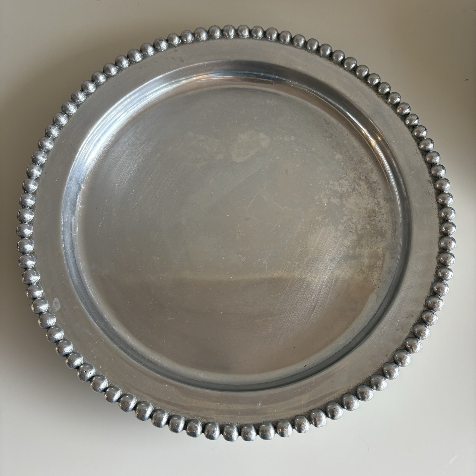 Vintage 1997 Mariposa Brillante Beaded Rim Round Serving Tray 13” Mexico