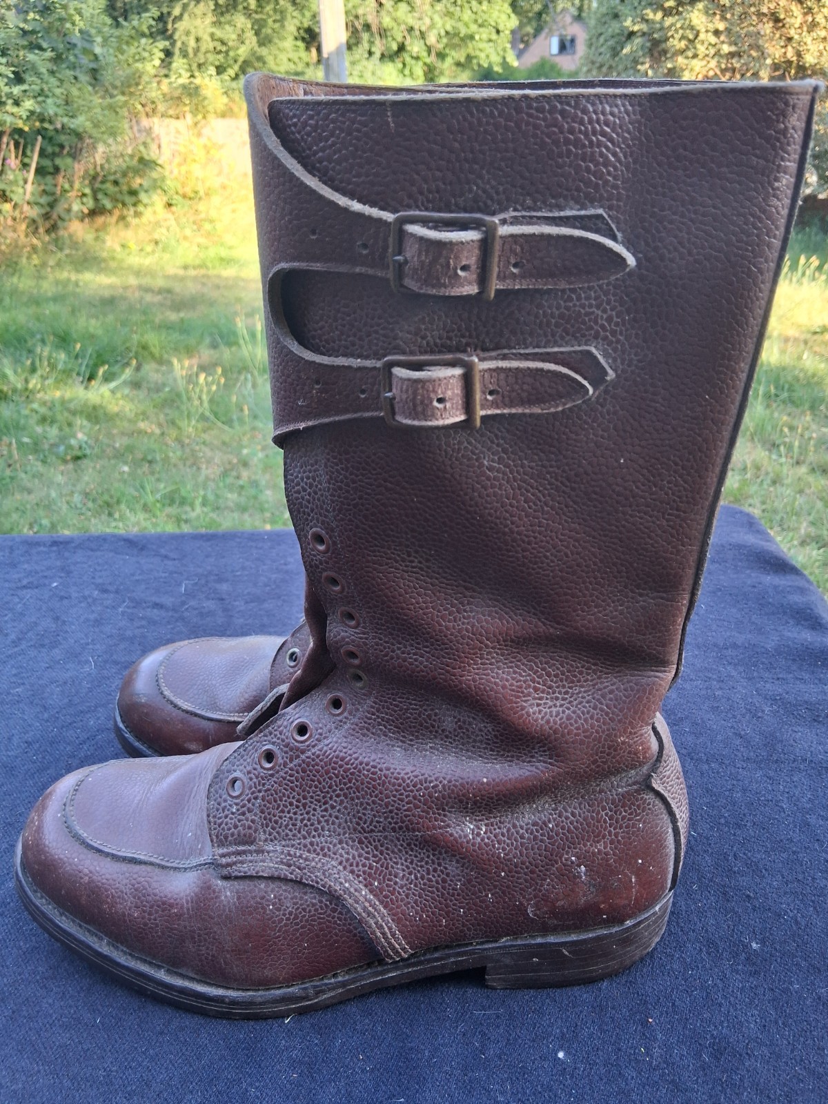 WW2 British Officers Double Buckle Boots Dated 1945 Size 8 Ammo Dispatch Rider