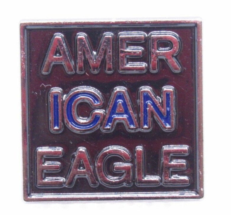 American Eagle Outfitters Pin Square Logo Lapel Red Blue American Eagle Outfitters Pin Square Logo Lapel Red Blue