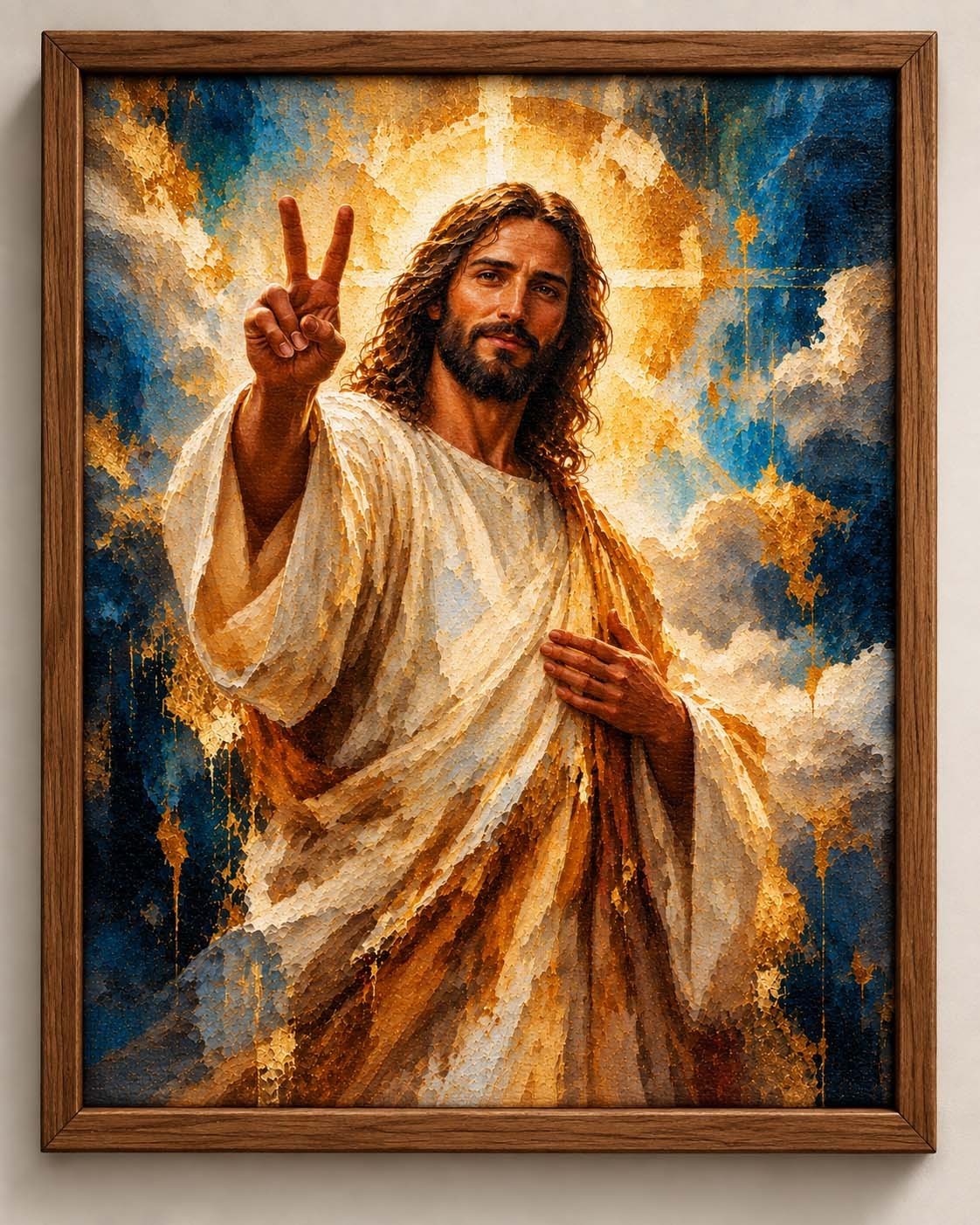 Jesus Christ Signaling Peace Canvas Print 8x10 Wall Art Christian Decor Unframed