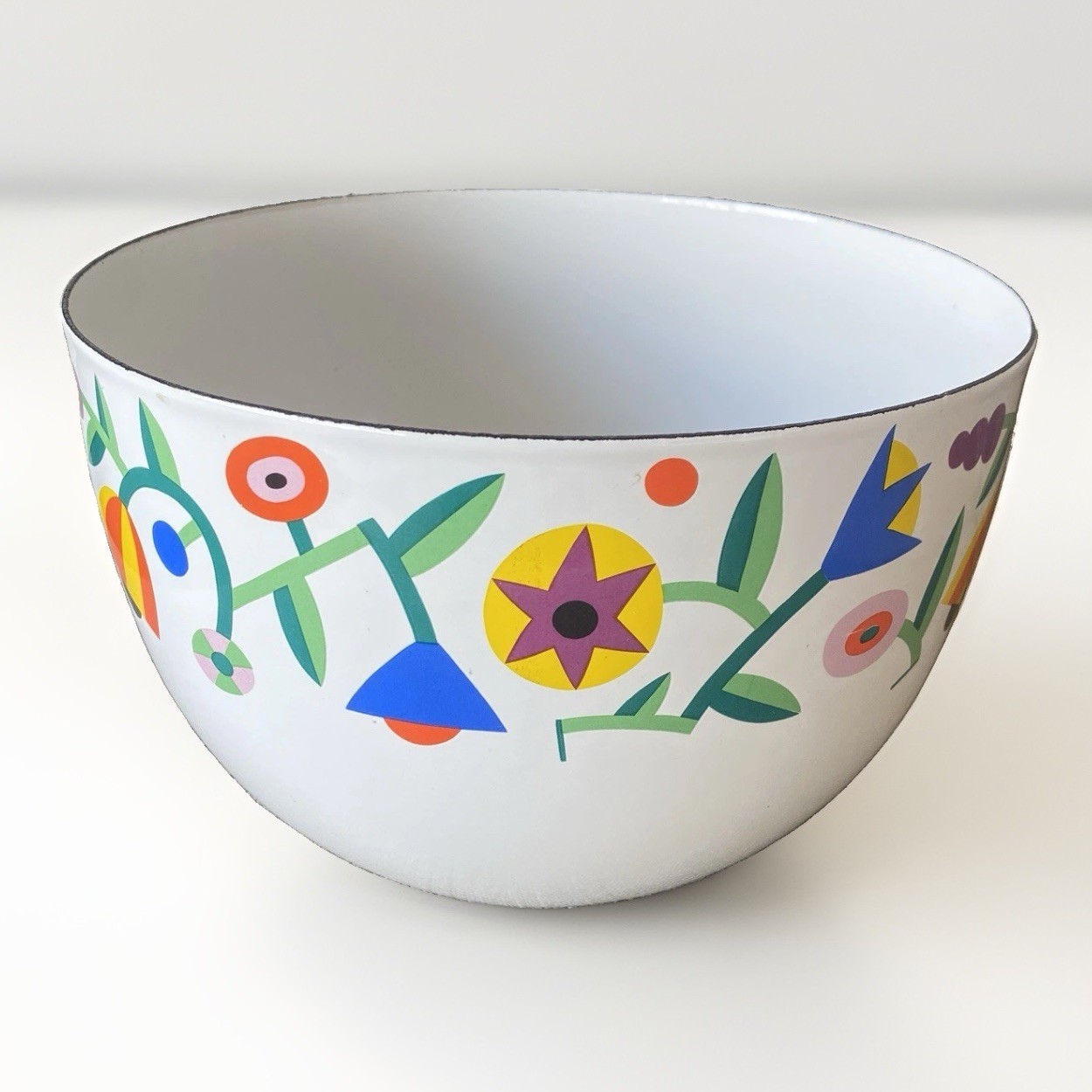 Vintage Finel Arabia Finland Enamel Bowl Kaj Franck Abstract Floral MCM RARE 8” Vintage Finel Arabia Finland Enamel Bowl Kaj Franck Abstract Floral MCM RARE 8”