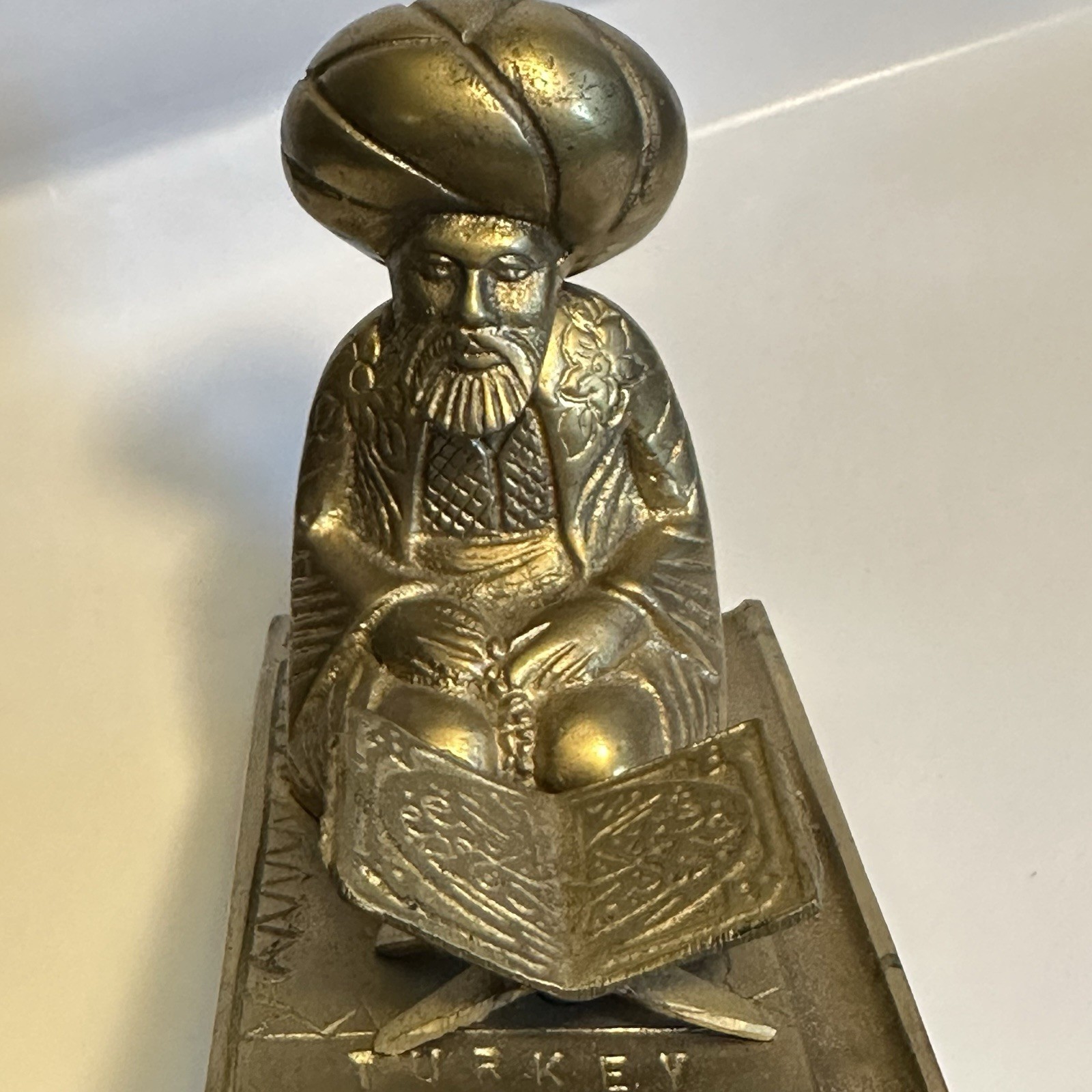 Solid brass Antique Muslim Scholar Sculpture. Vintage. Religious. Islam. Arabica