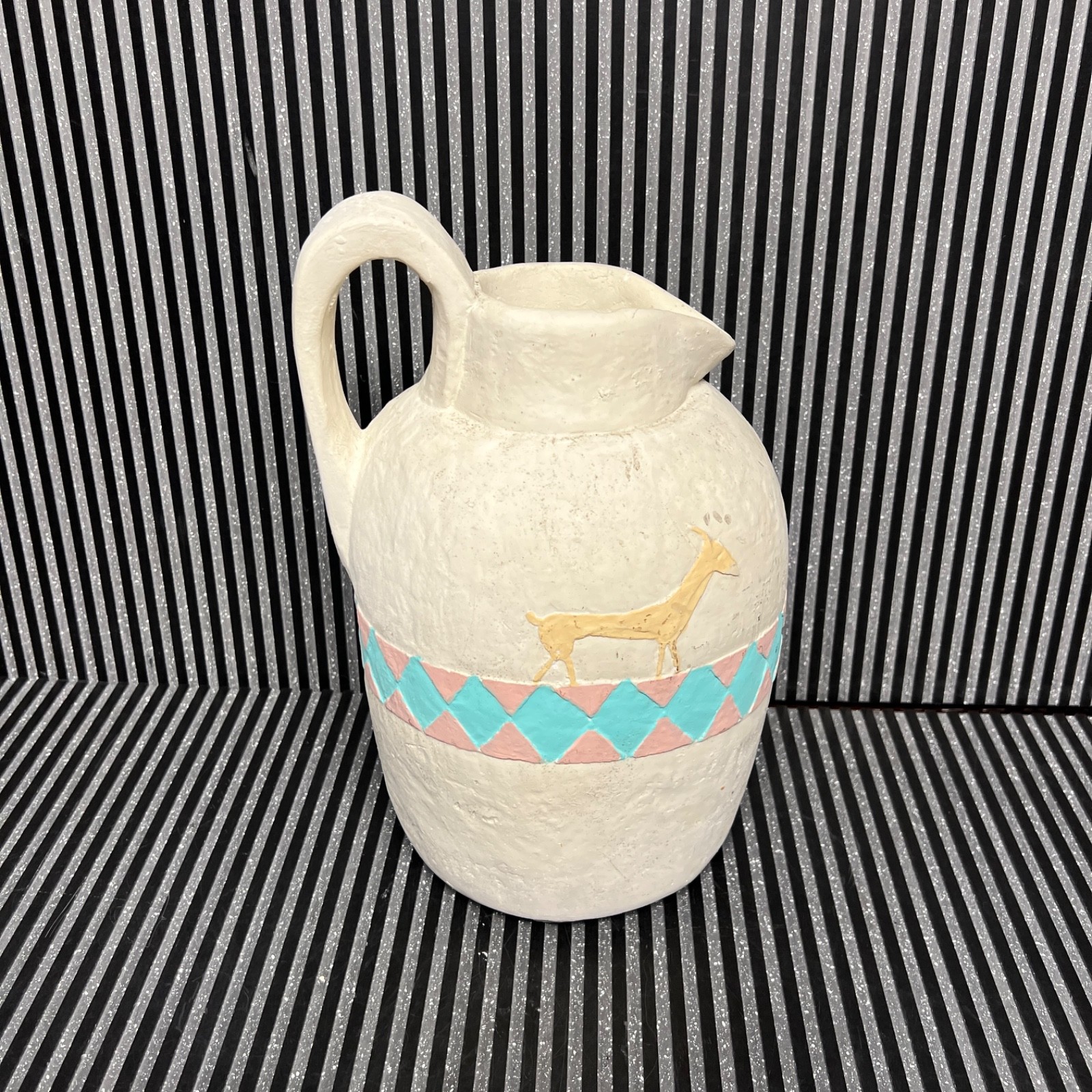 1980\'s Rare Vintage Southwestern-style hand painted decorative ceramic Pitcher