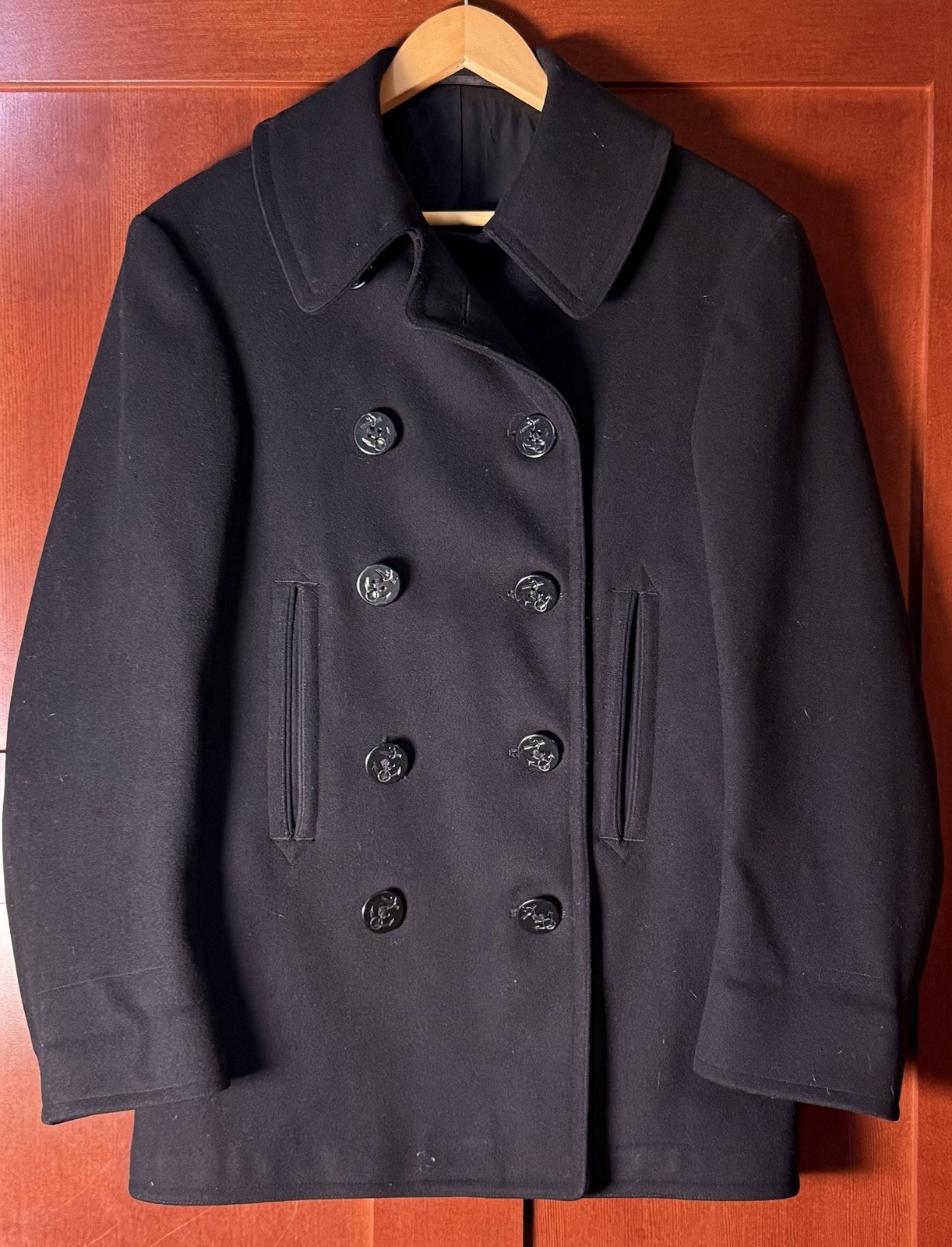 Vintage WWII Era US Navy Peacoat Naval Clothing Factory Wool 1940s 38