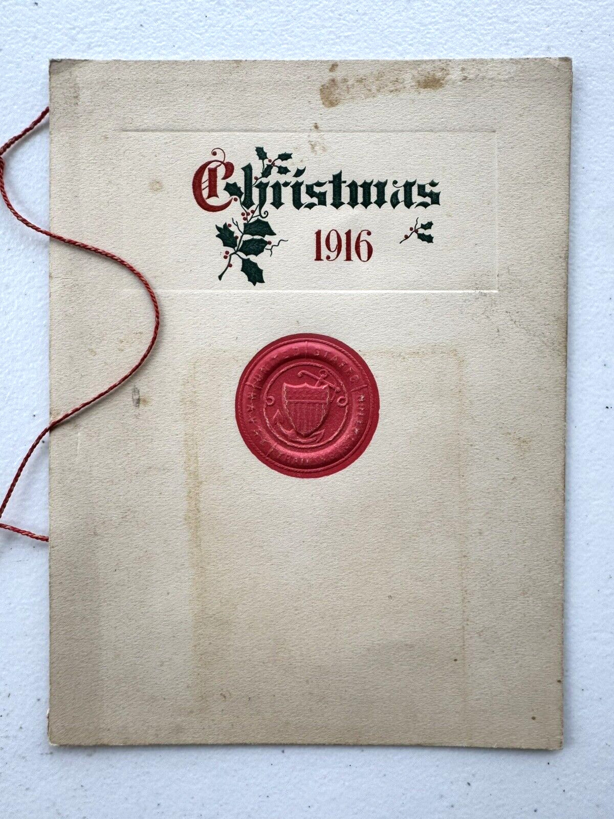 VINTAGE RARE HTF 1916 UNITED STATES NAVAL TRAINING HOLIDAY CHRISTMAS MENU VINTAGE RARE HTF 1916 UNITED STATES NAVAL TRAINING HOLIDAY CHRISTMAS MENU