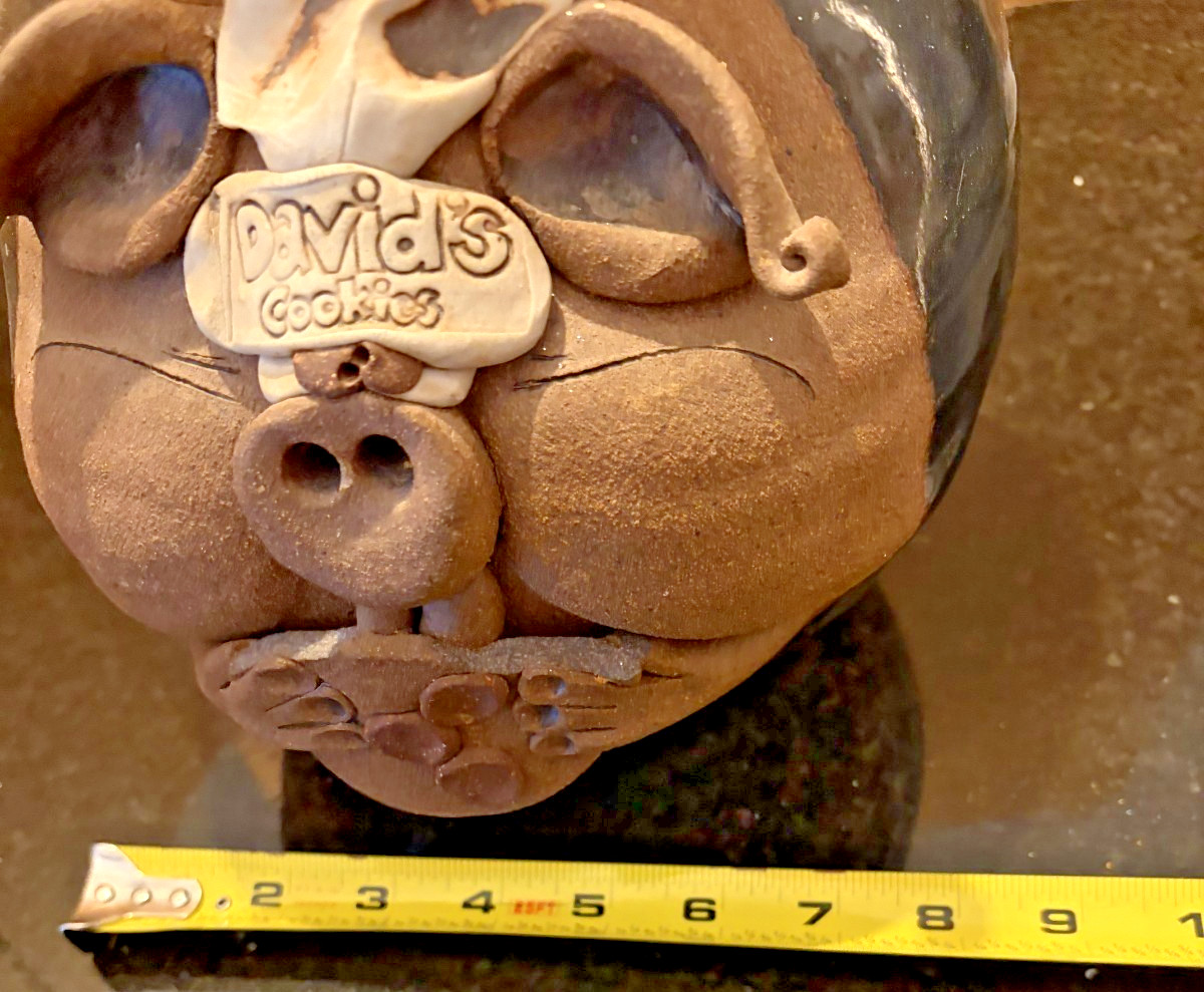 Vintage 1970s Mahon Pottery Pig Out Cookie Jar David's Cookies Signed 9 Vintage 1970s Mahon Pottery Pig Out Cookie Jar David's Cookies Signed 9
