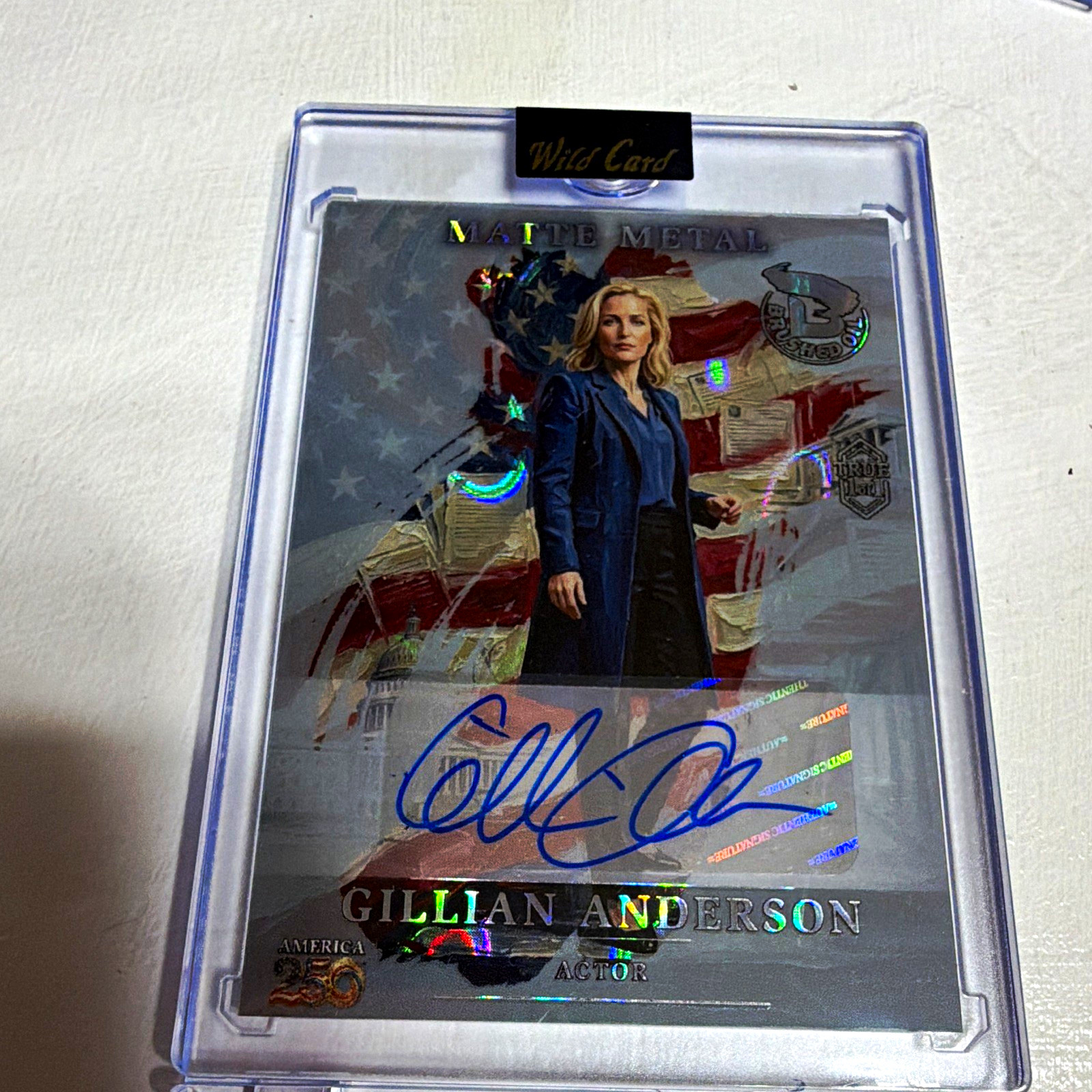 Wild Card America 250 Matte Metal Gillian Anderson Auto True 1/1 brushed metal