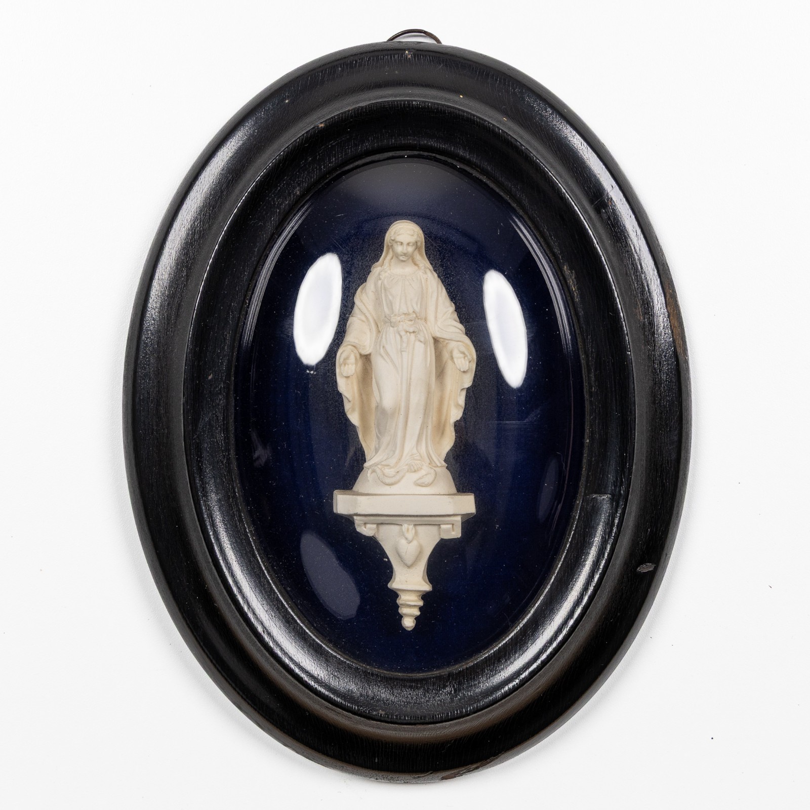 antique 19thc Meerschaum Bas relief Virgin MAry serpent  plaque religion