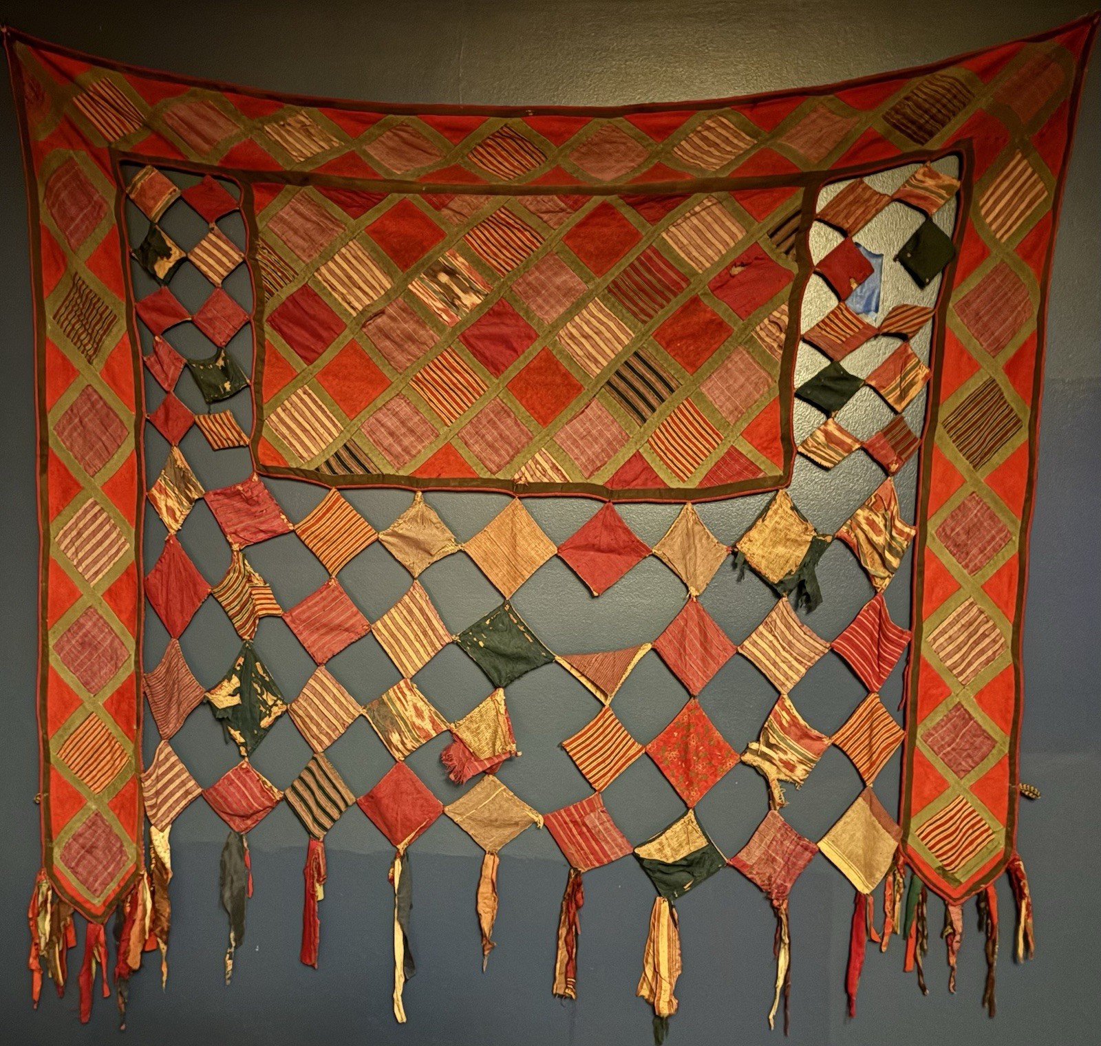 Antique Turkoman embroidered camel trapping, an Asmalyk
