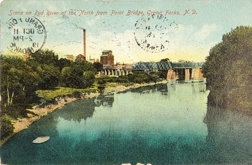1910 Postcard - Scene On The Red River - Grand Forks, North Dakota. #-9904