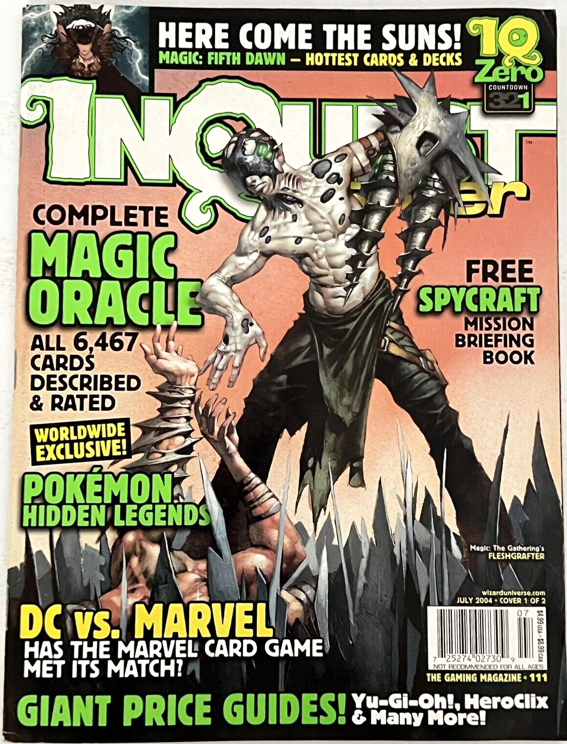 Inquest Gamer Magazine #111 Magic DC vs Marvel Pokeman X-Men Mirrodin July 2004