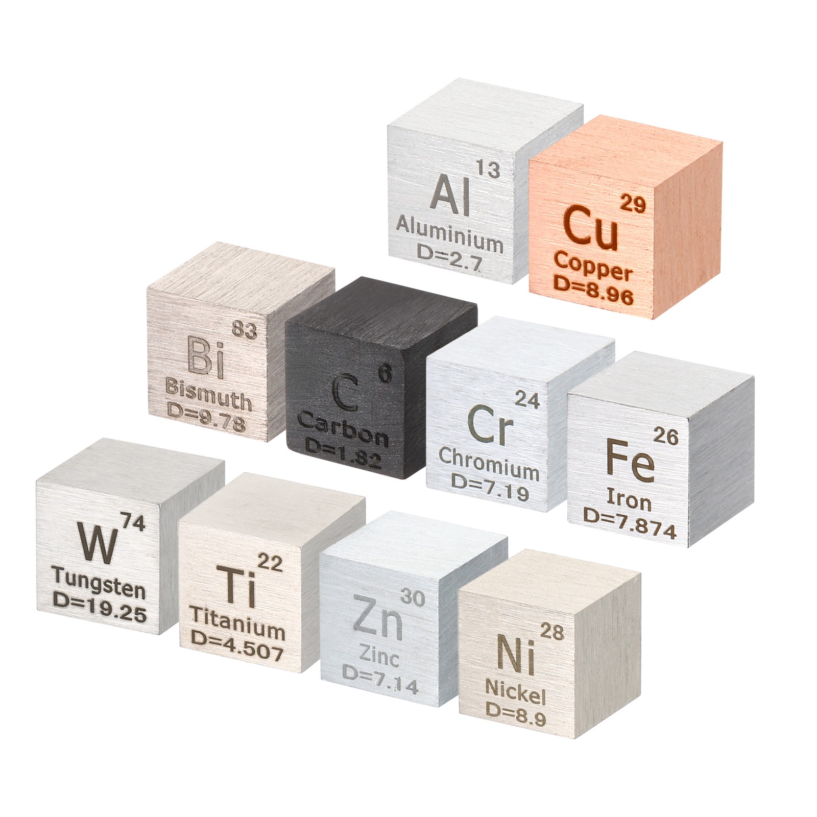 10 x Element Cube 10mm Density Cube High Density Element Metal Periodic Table