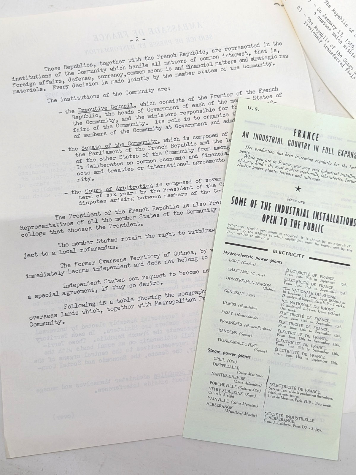 French Embassy Press Bulletin The Community 1959 Fifth Republic Ephemera Rare