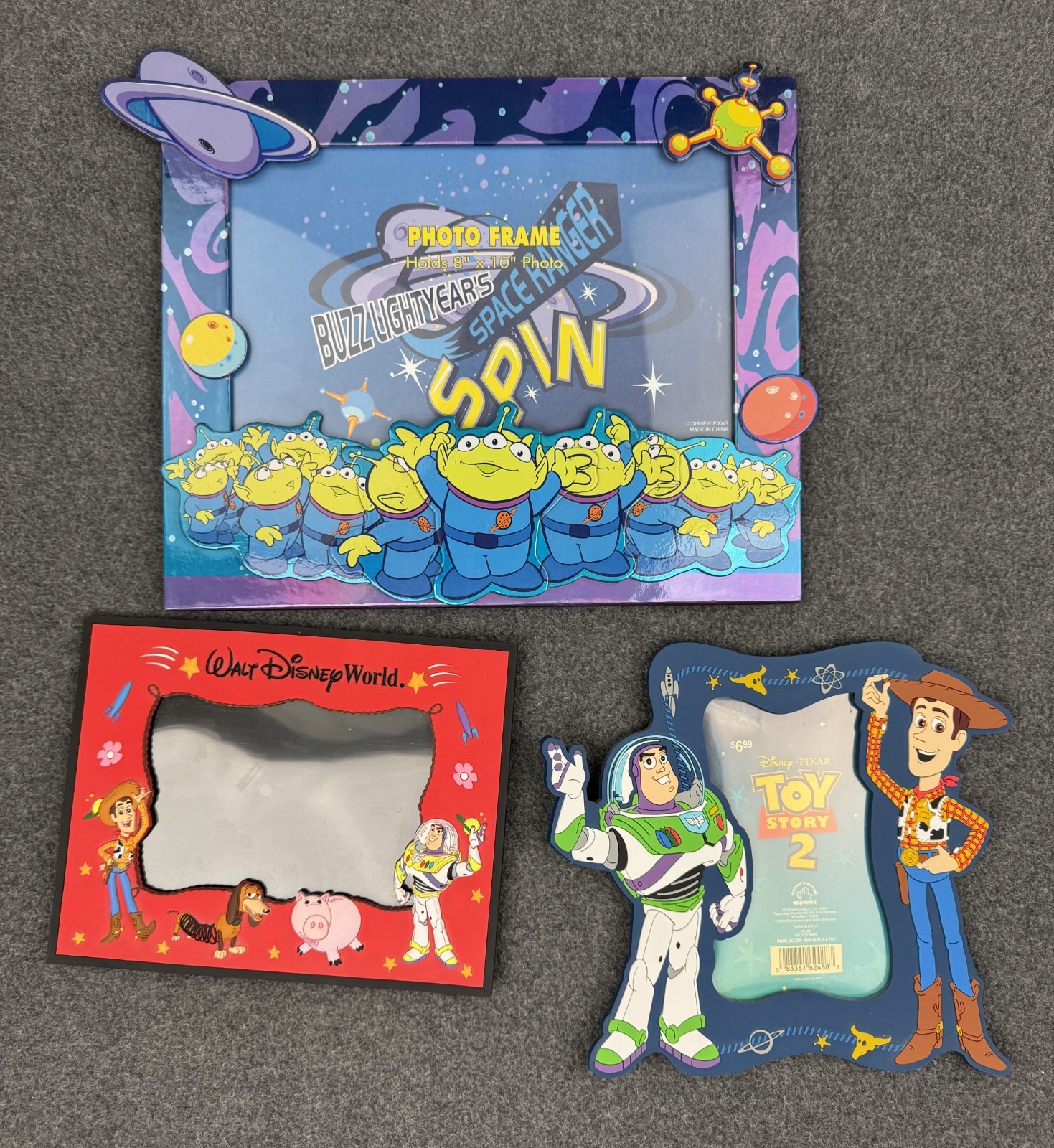 VTG Disney Pixar Toy Story Picture Frame Lot of 3 Little Green Men Woody Buzz
