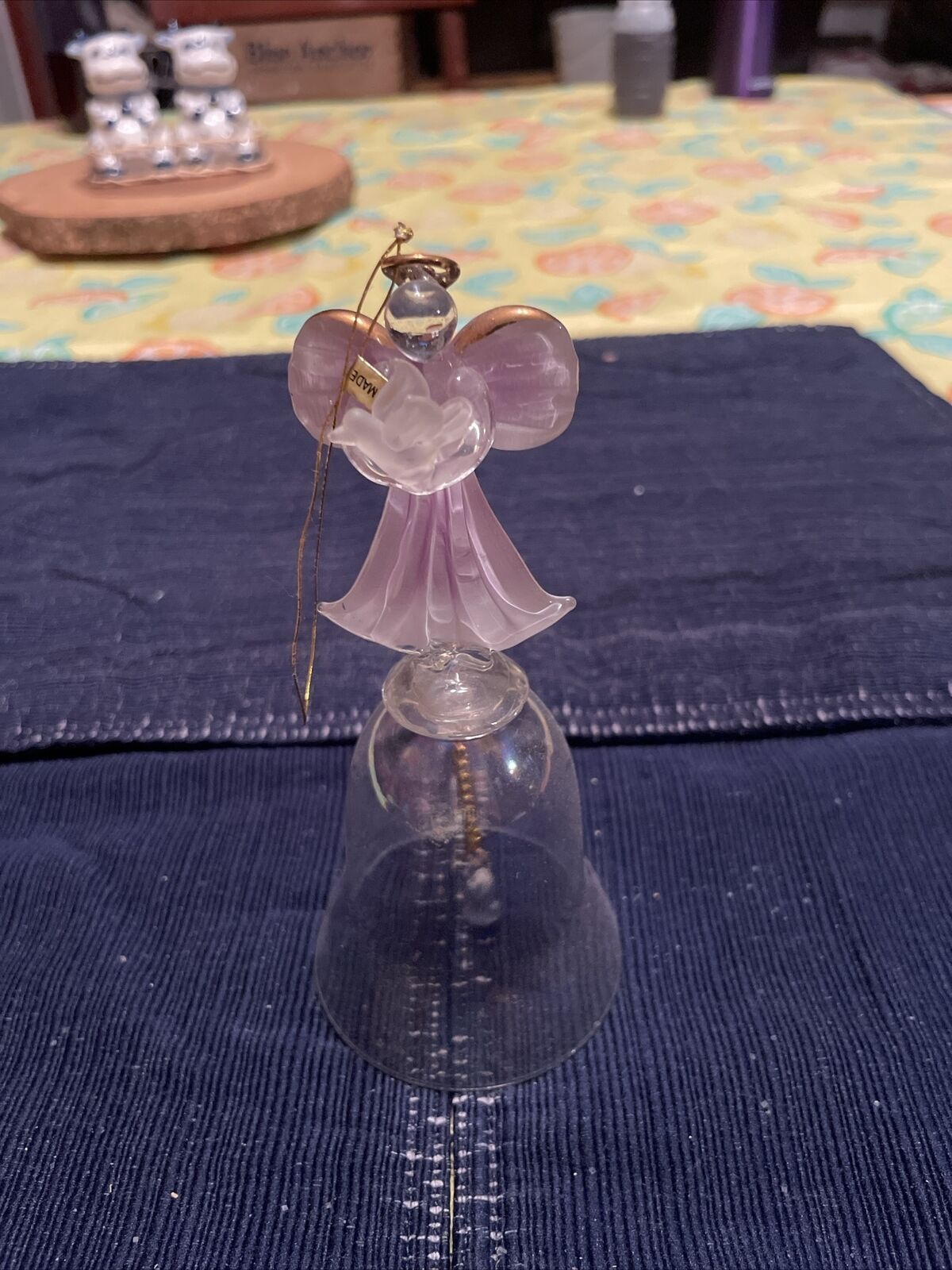 Vintage Christmas Angel Glass Bell 