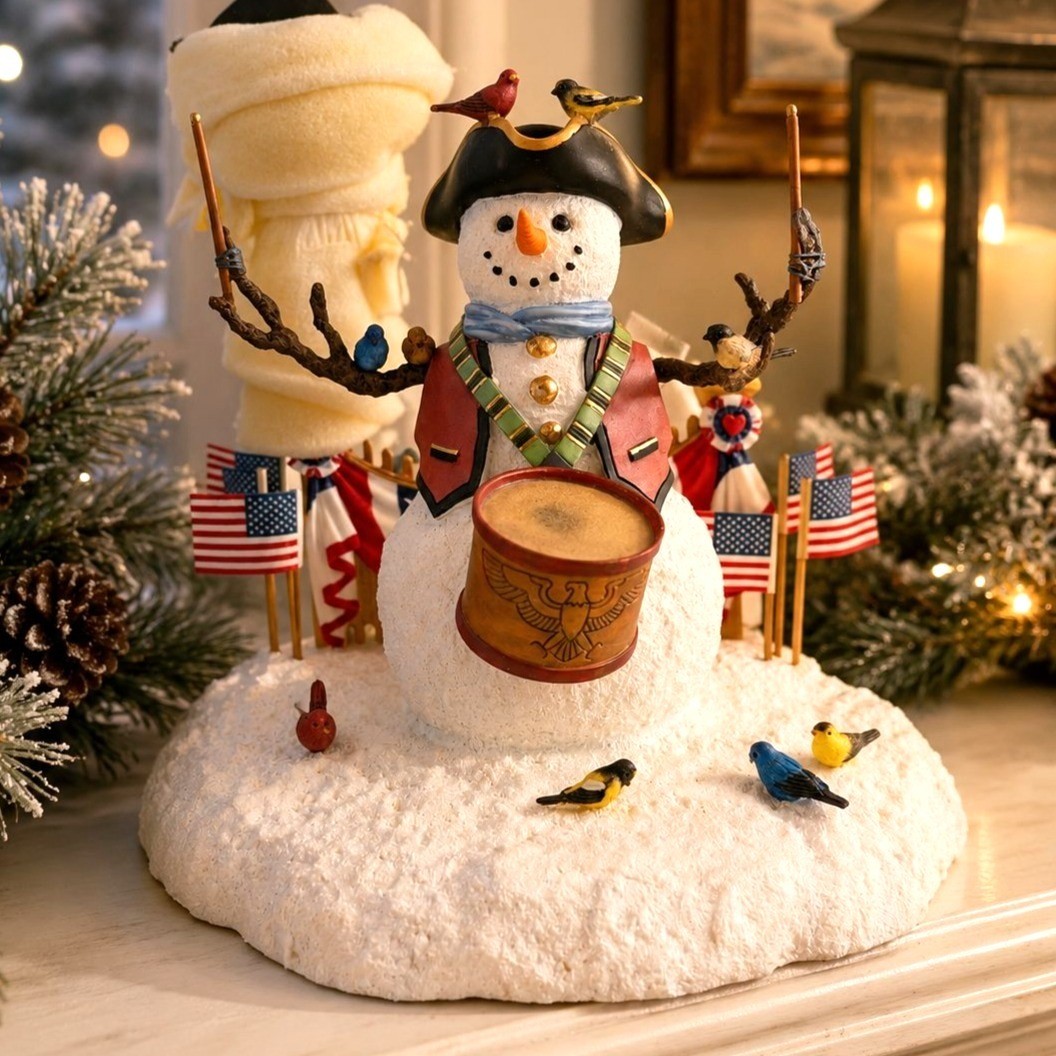 Lenox DRUM AND BIRDIE CORPS Snowman Figurine by Lynn Bywaters - Christmas Decor
