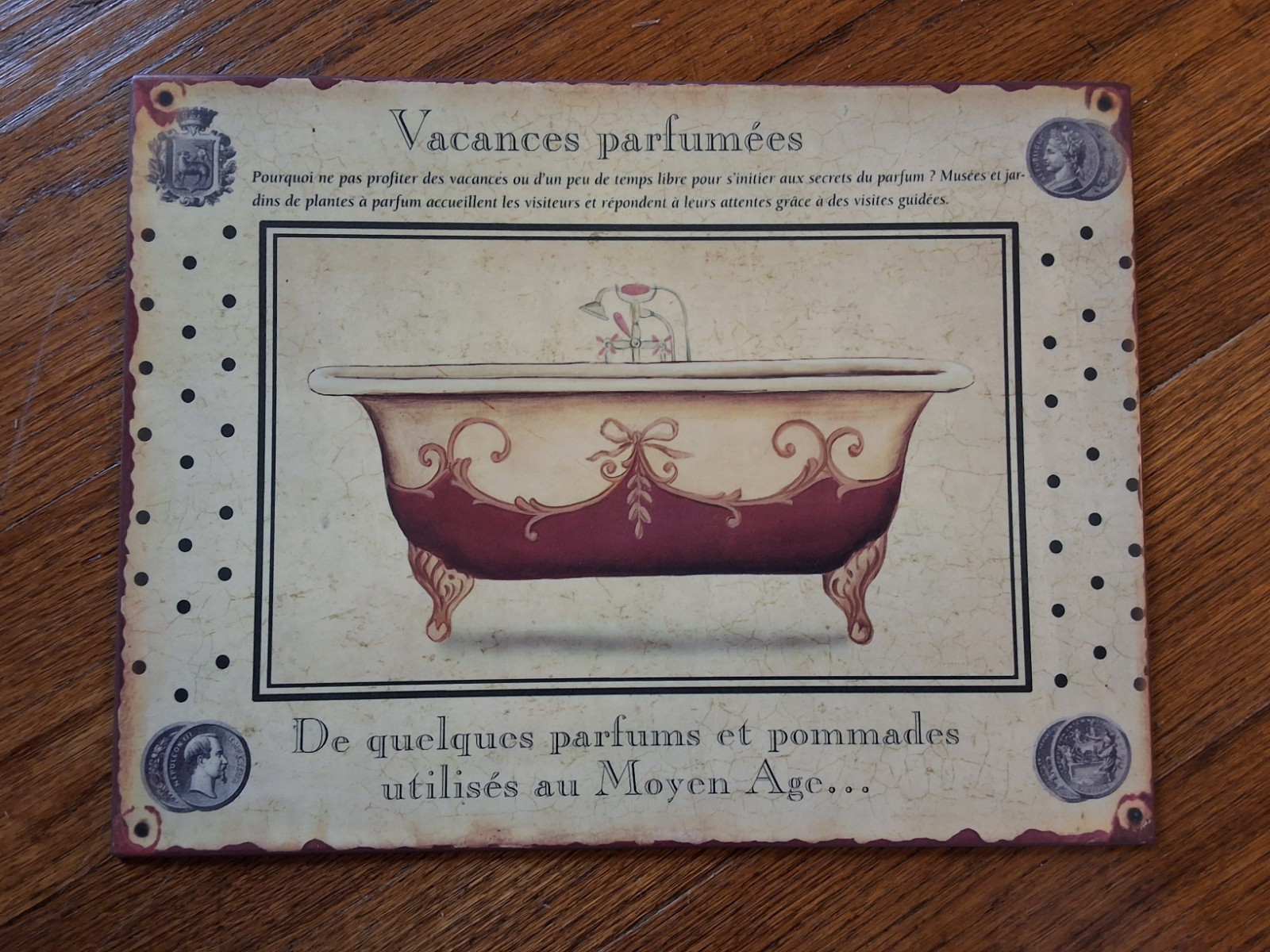 Retro-Style Metal French Bathroom Sign - Vacances Parfumees (Fragrant Holidays) 